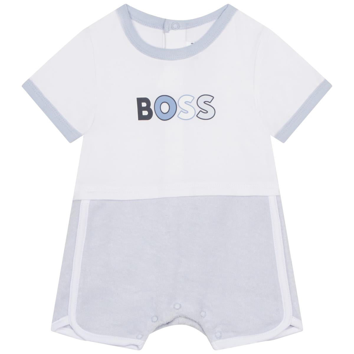 Baby Boys White Logo Cotton Babysuit