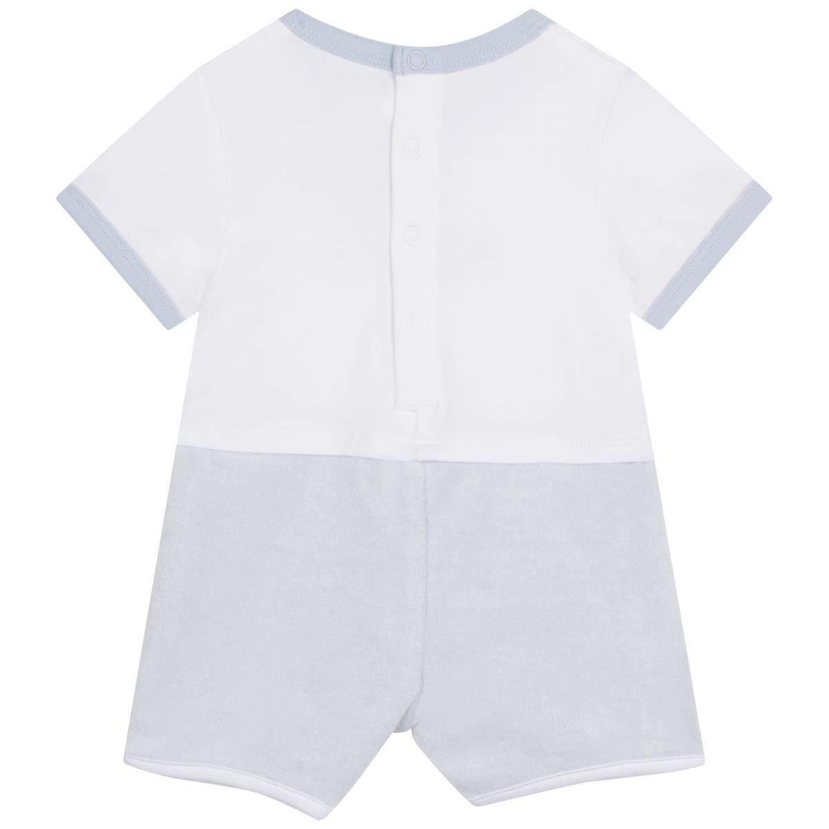 Baby Boys White Logo Cotton Babysuit