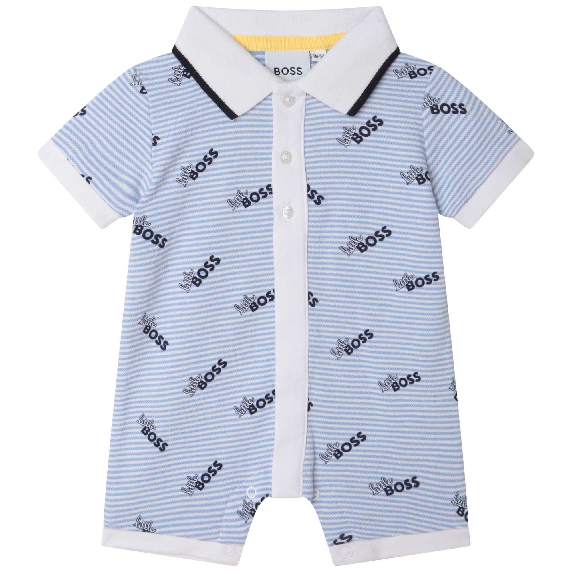 Baby Boys Light Blue Logo Cotton Babysuit