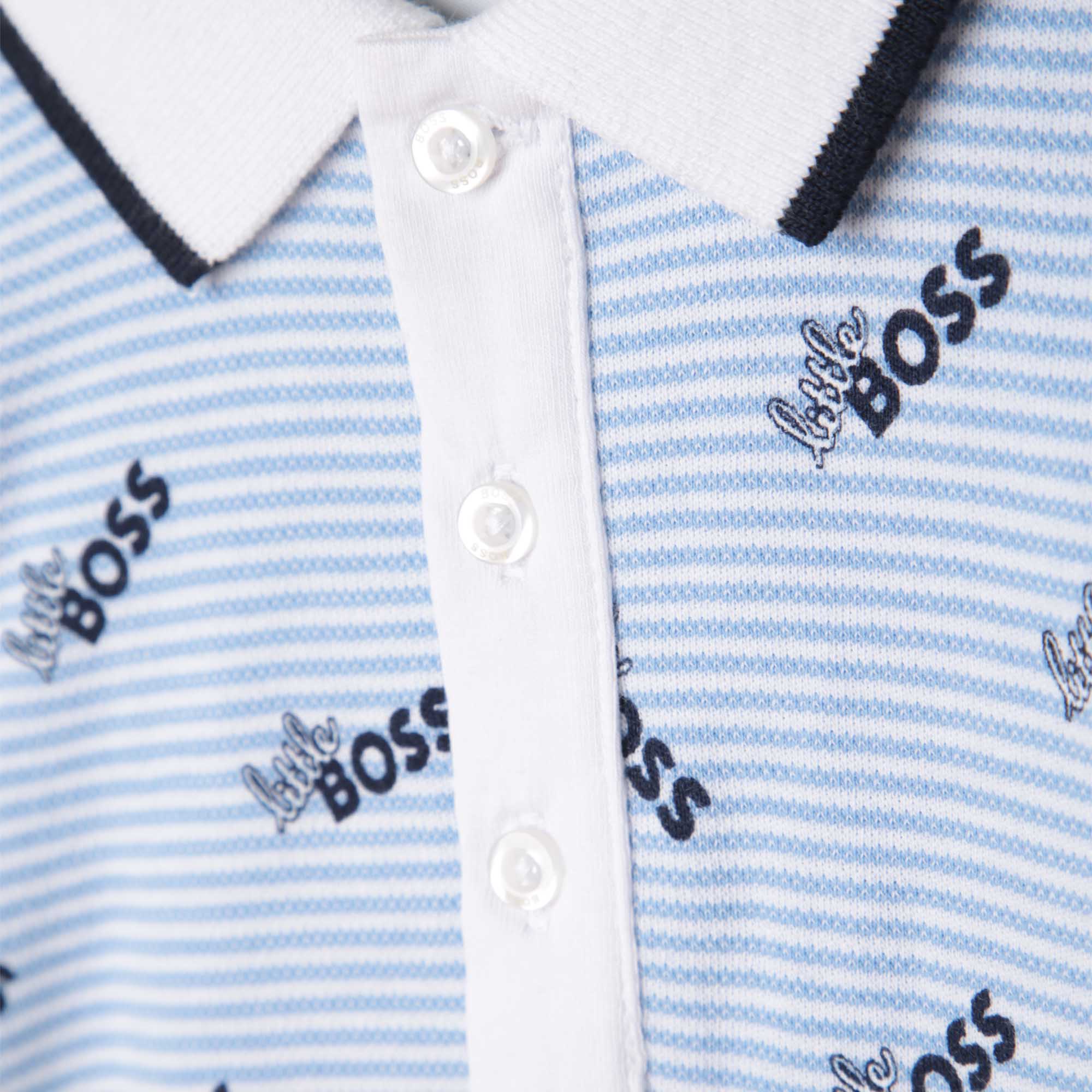 Baby Boys Light Blue Logo Cotton Babysuit