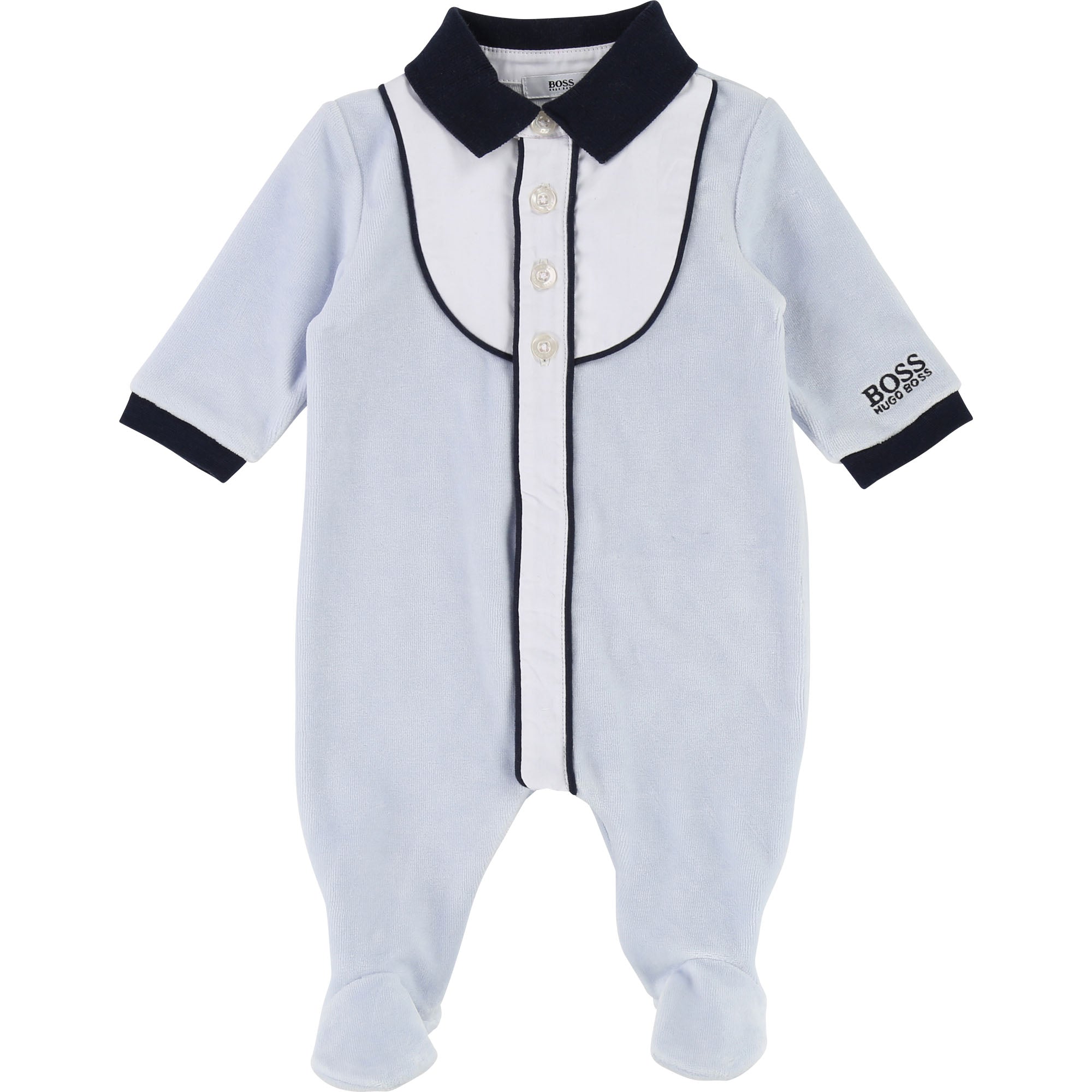 Baby Boys Light Blue Cotton Babysuit