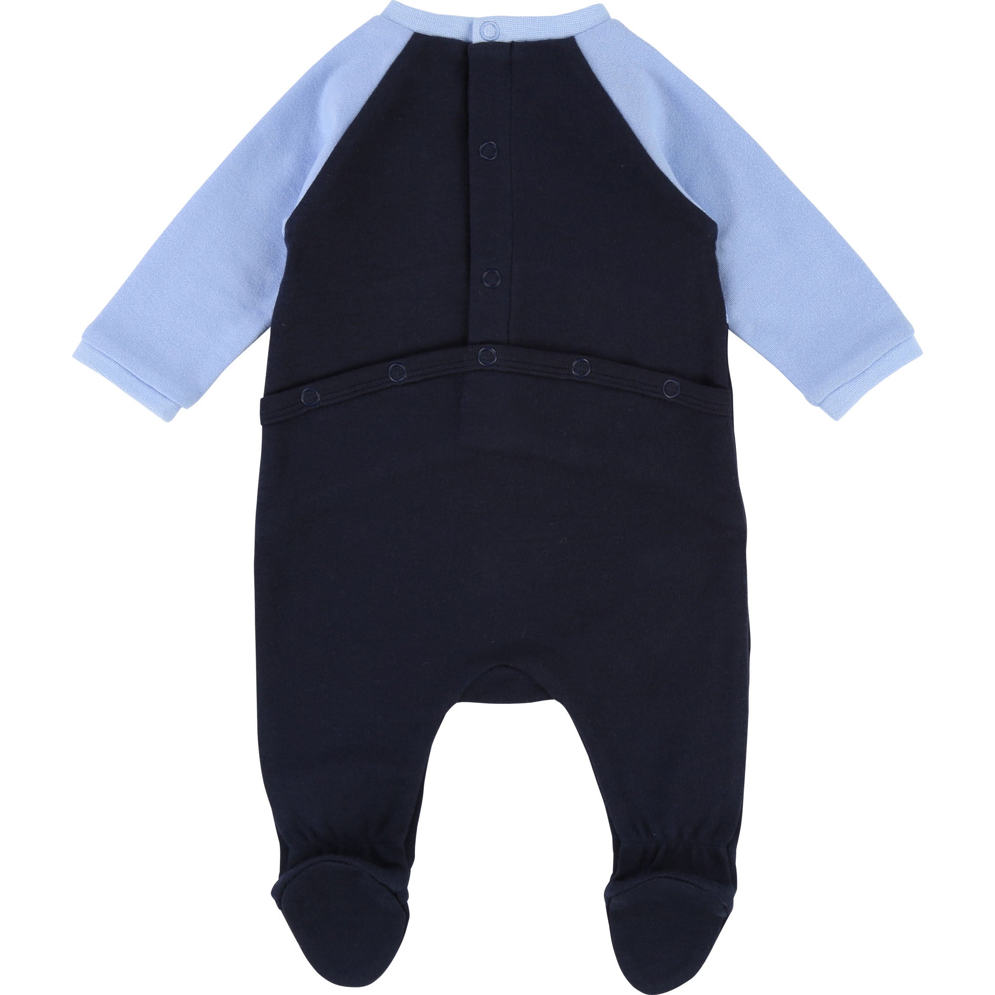 Baby Boys Blue & Black Cotton Babysuit & Bib Set