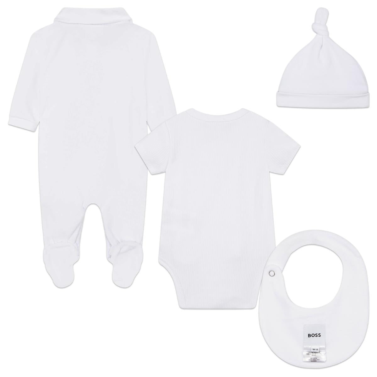 Baby Boys White Cotton Babysuit Set