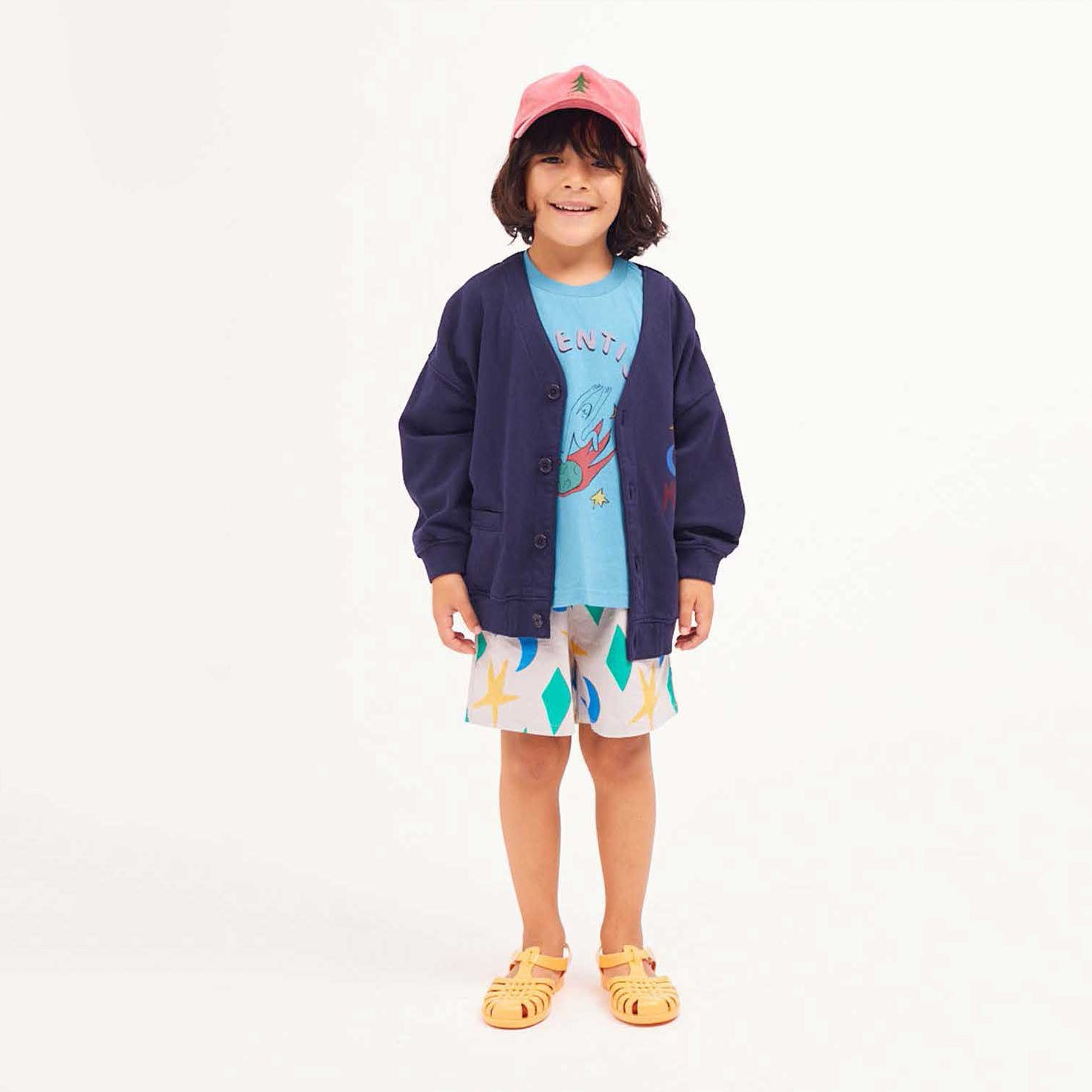 Boys & Girls Light Grey Printed Cotton Shorts