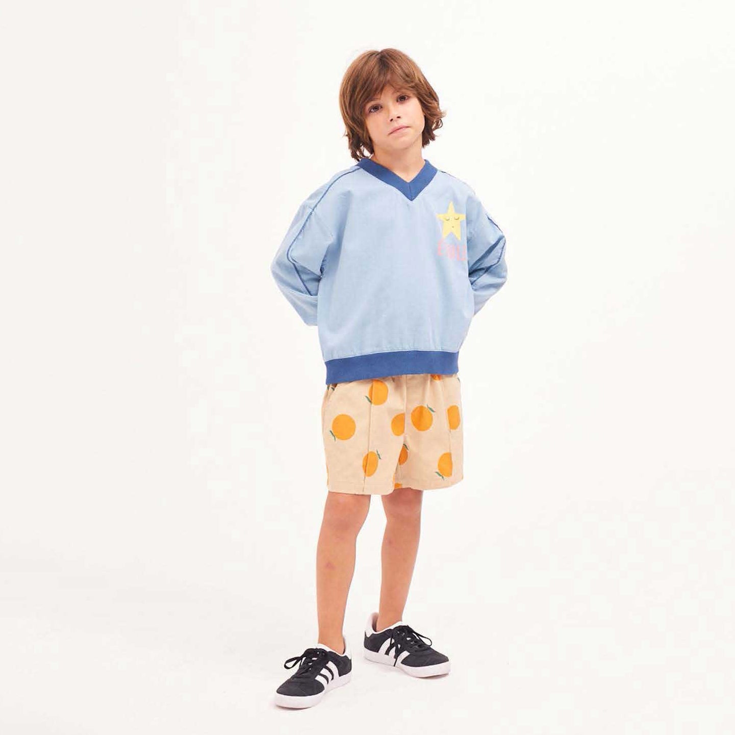 Boys & Girls Beige Printed Cotton Shorts