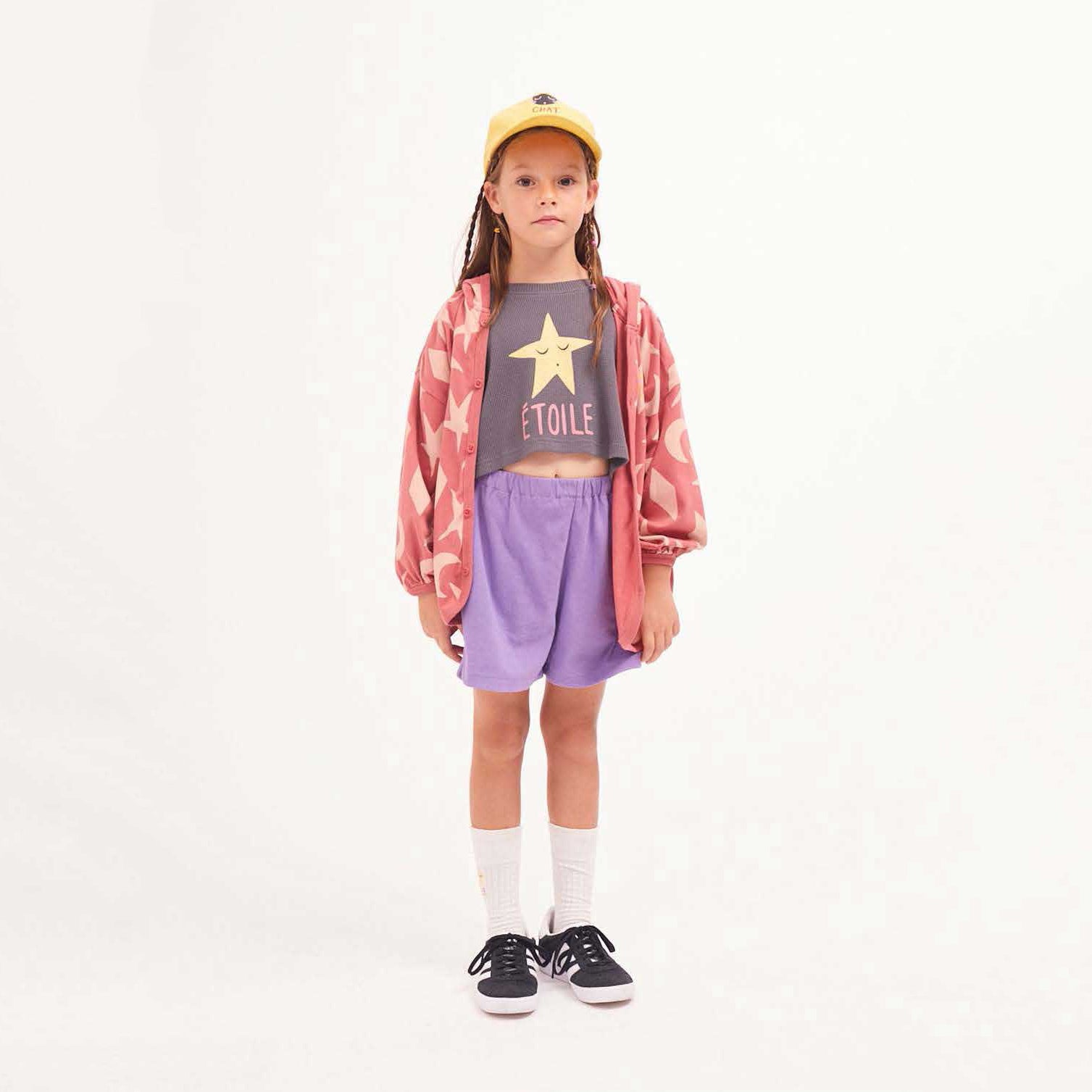 Girls Dark Grey Printed Cotton T-Shirt Set