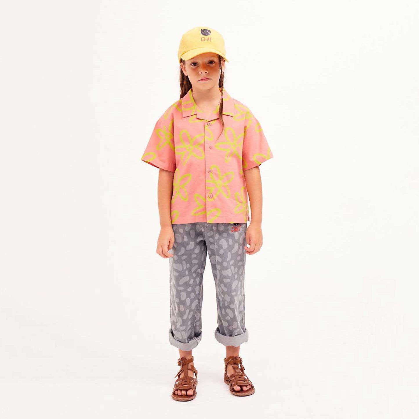 Boys & Girls Pink Flowers Cotton Shirt