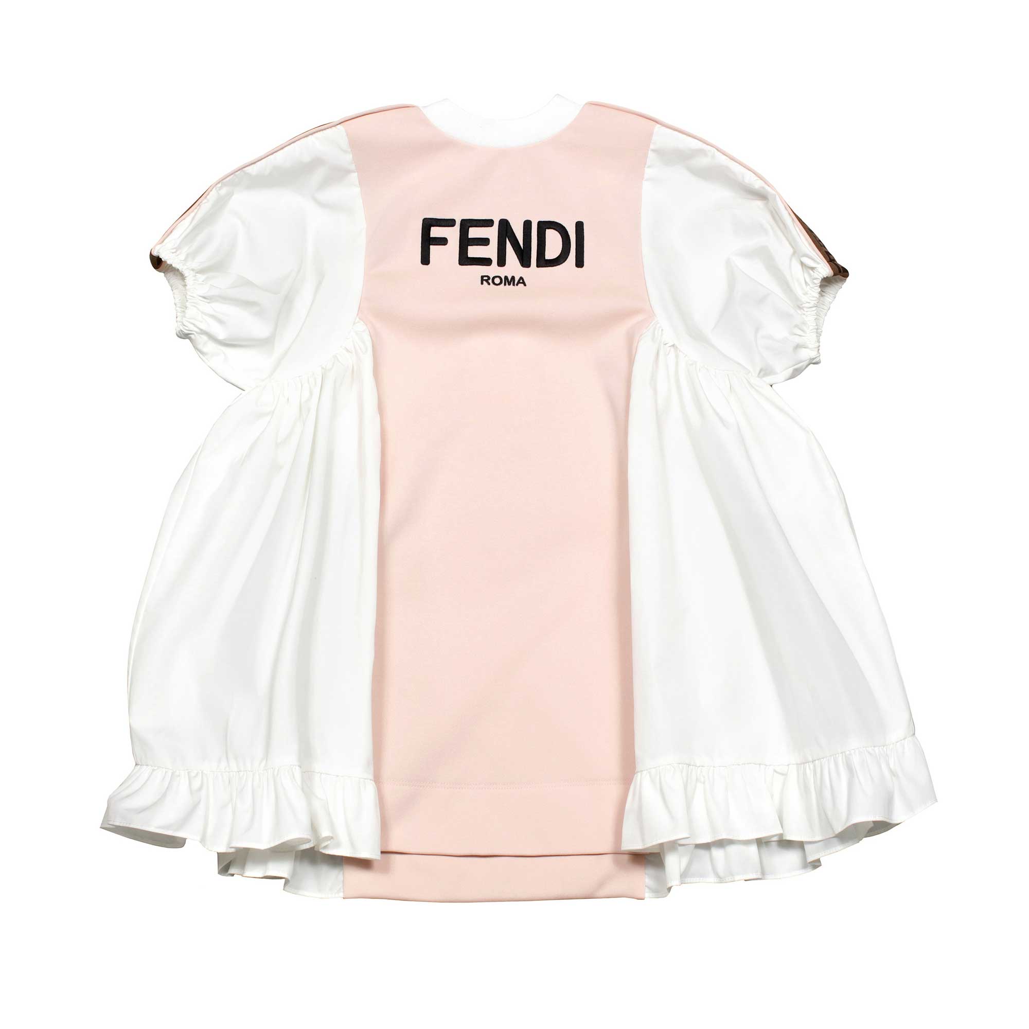 Girls White & Pink Logo Cotton Dress