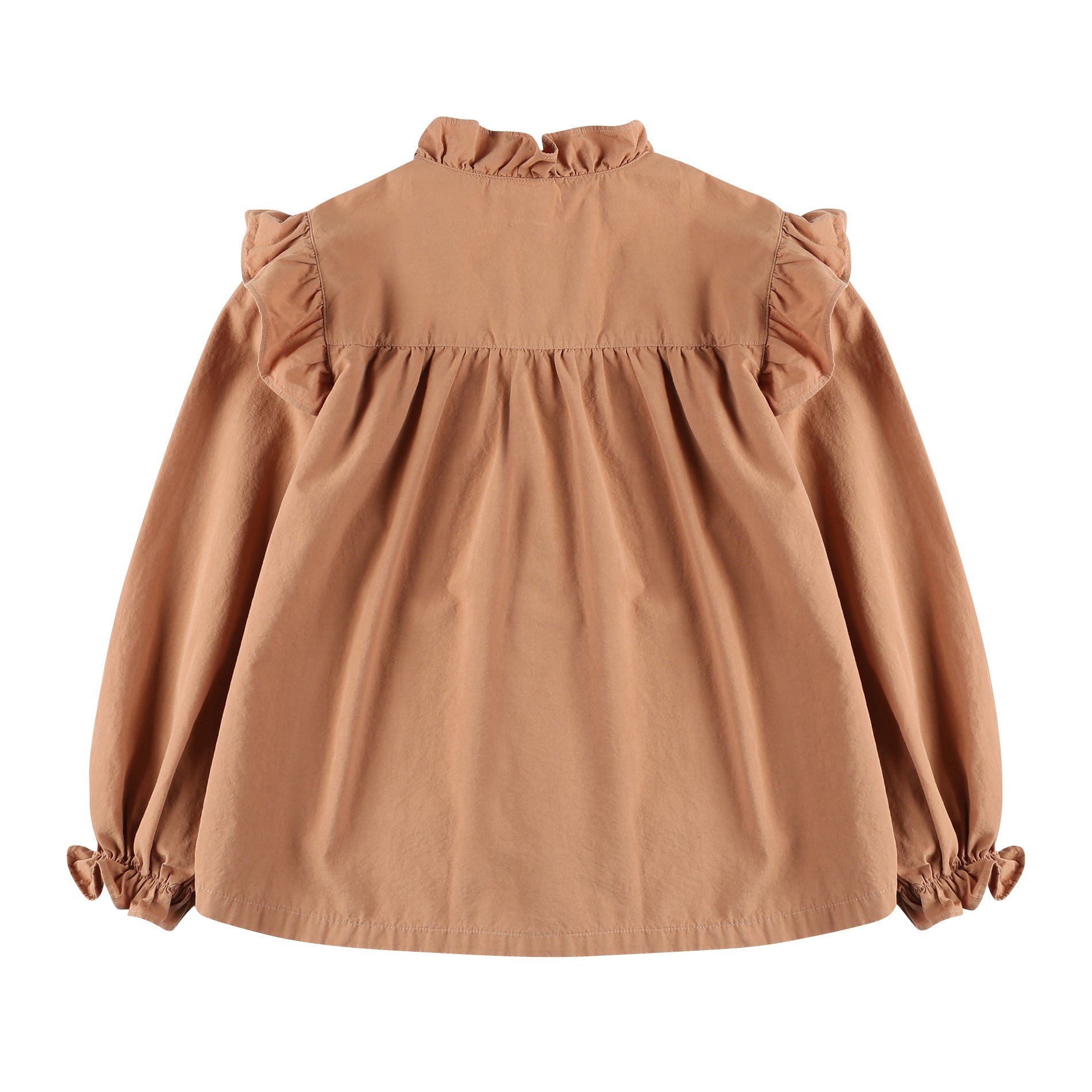 Girls Light Brown Frilled Cotton Shirt