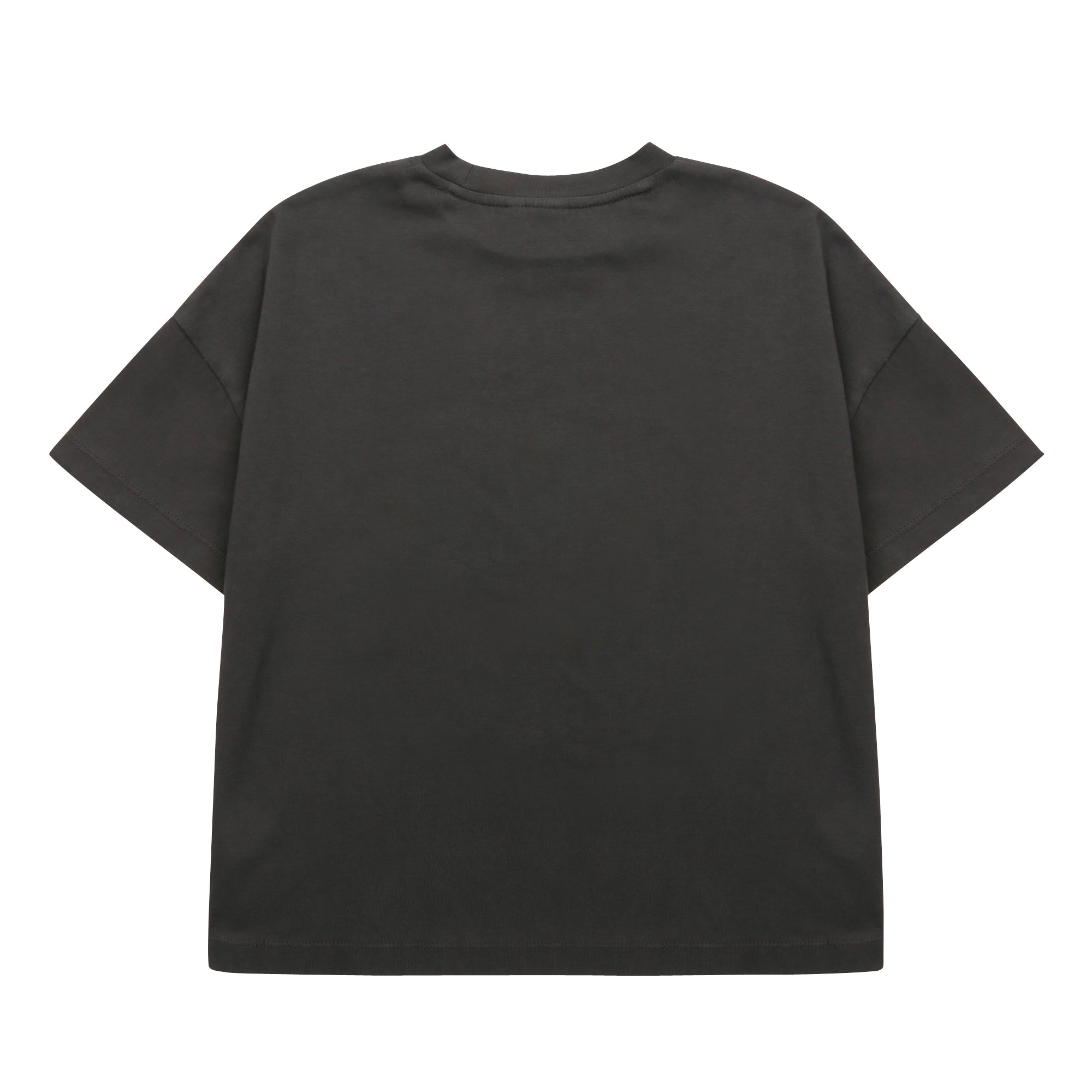 Boys & Girls Dark Grey Printed Cotton T-Shirt