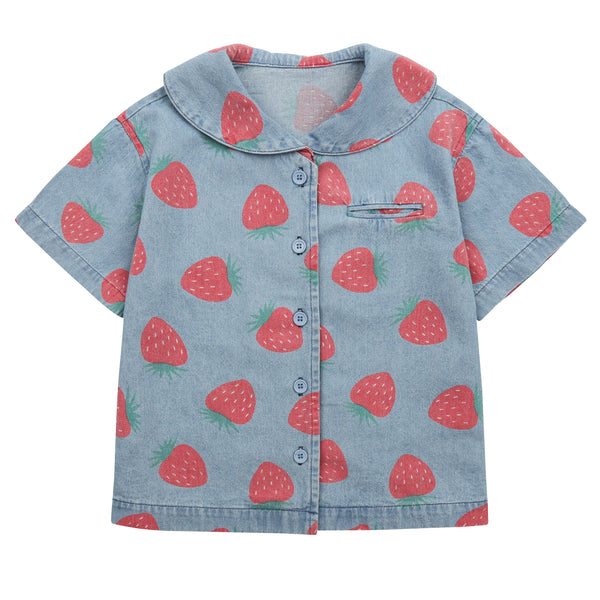 Boys & Girls Blue Printed Denim Shirt