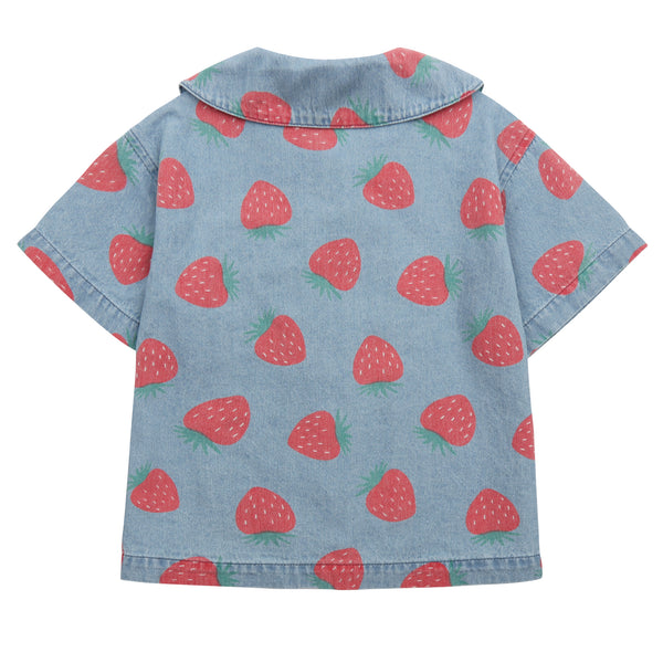 Boys & Girls Blue Printed Denim Shirt
