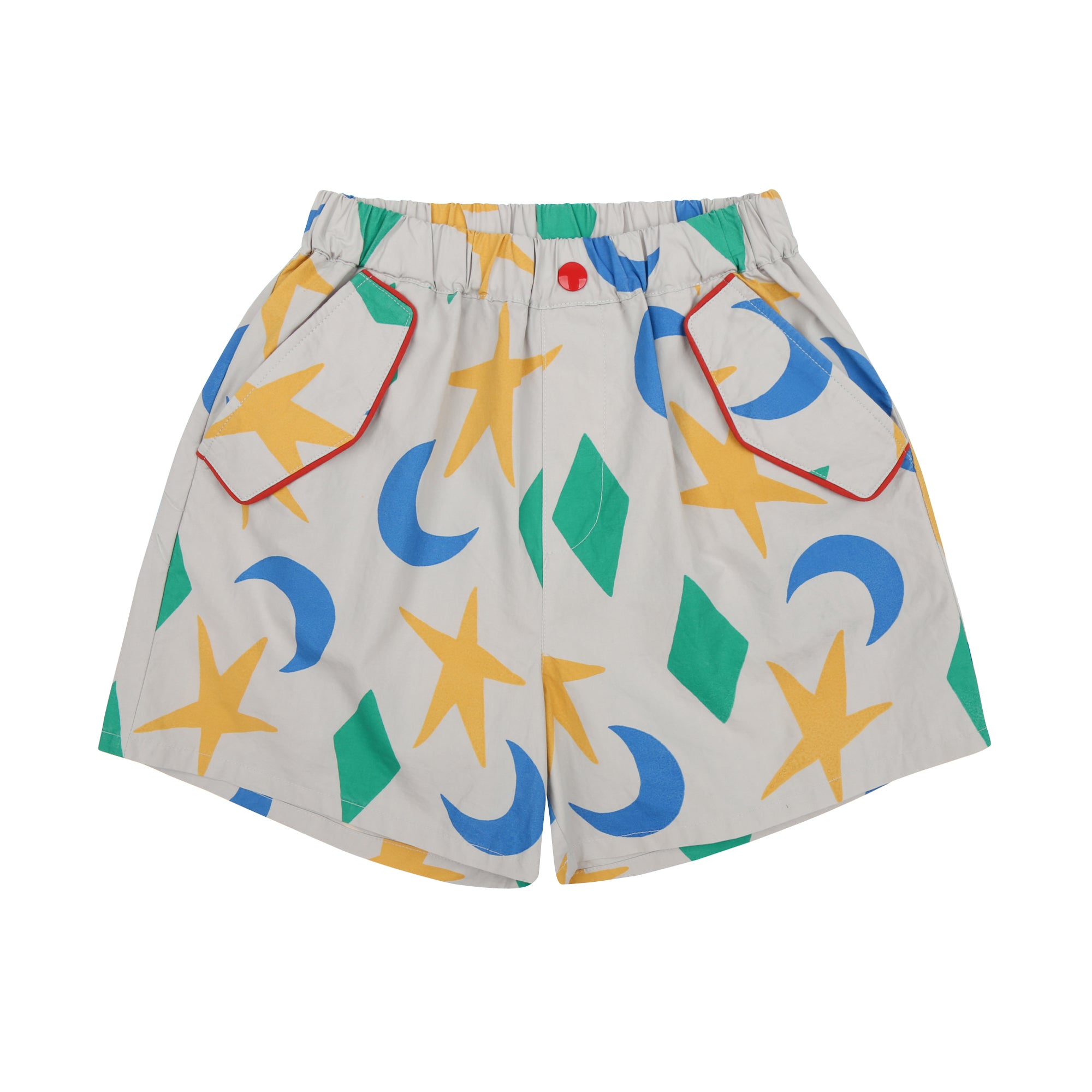 Boys & Girls Light Grey Printed Cotton Shorts