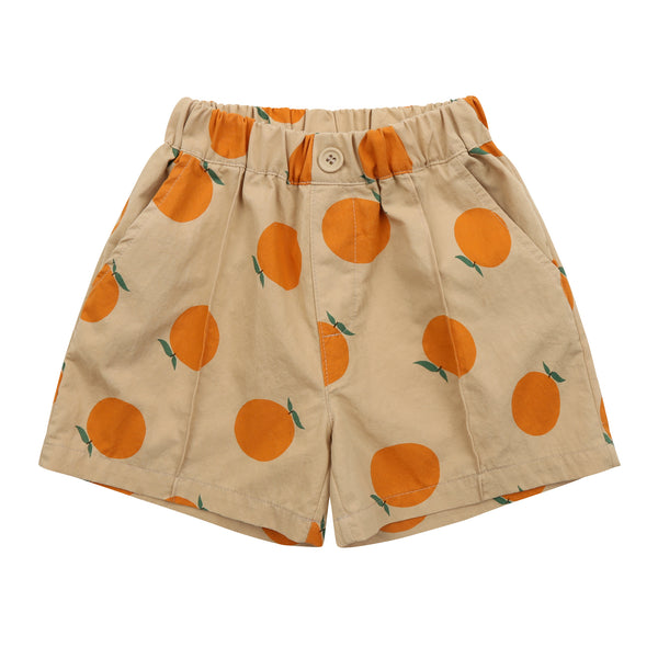 Boys & Girls Beige Printed Cotton Shorts