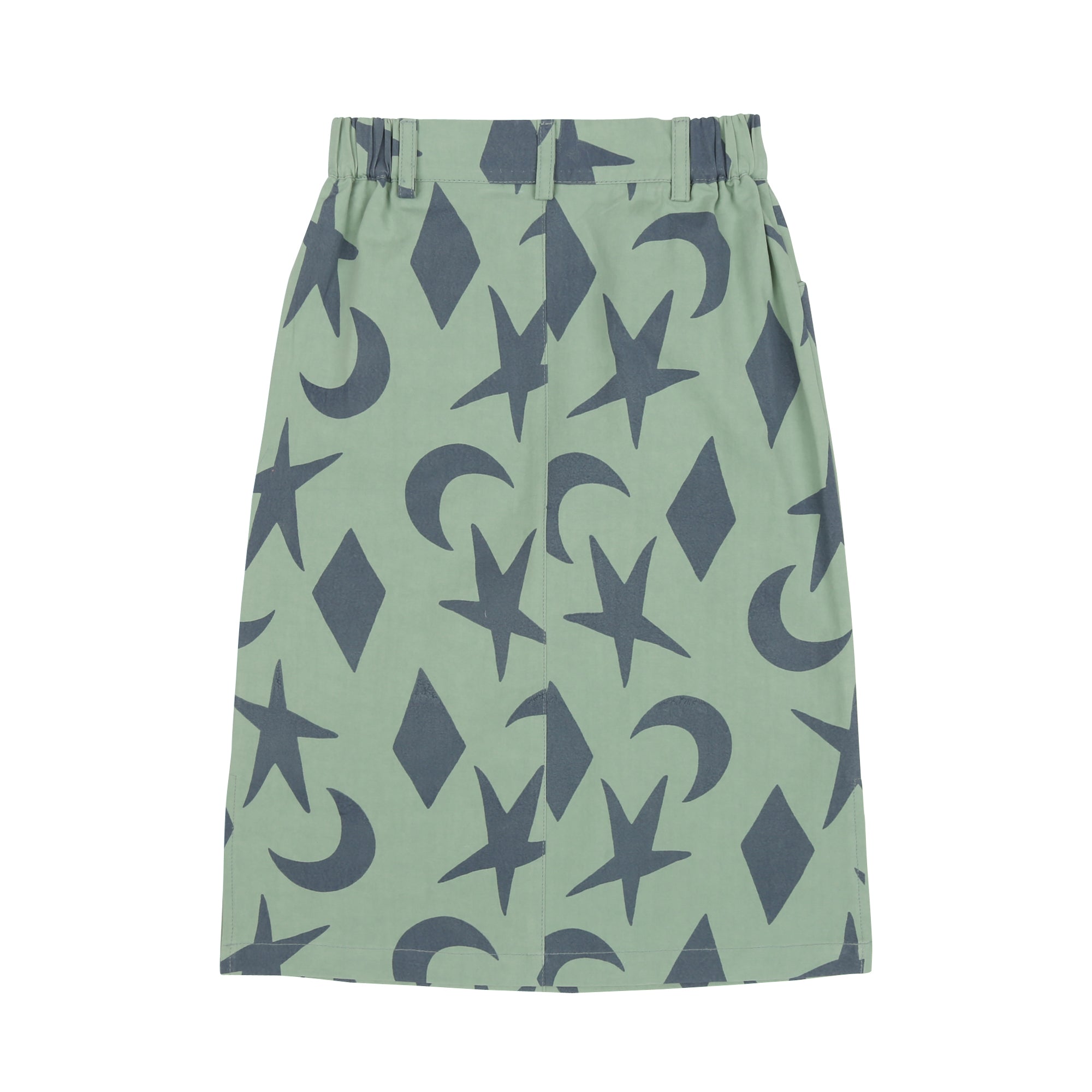 Girls Green Printed Cotton Skirt