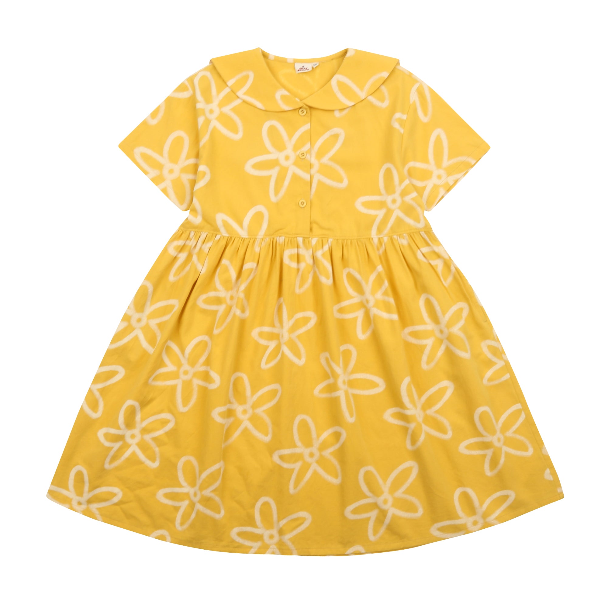 Girls Yellow Flowers Cotton Dress