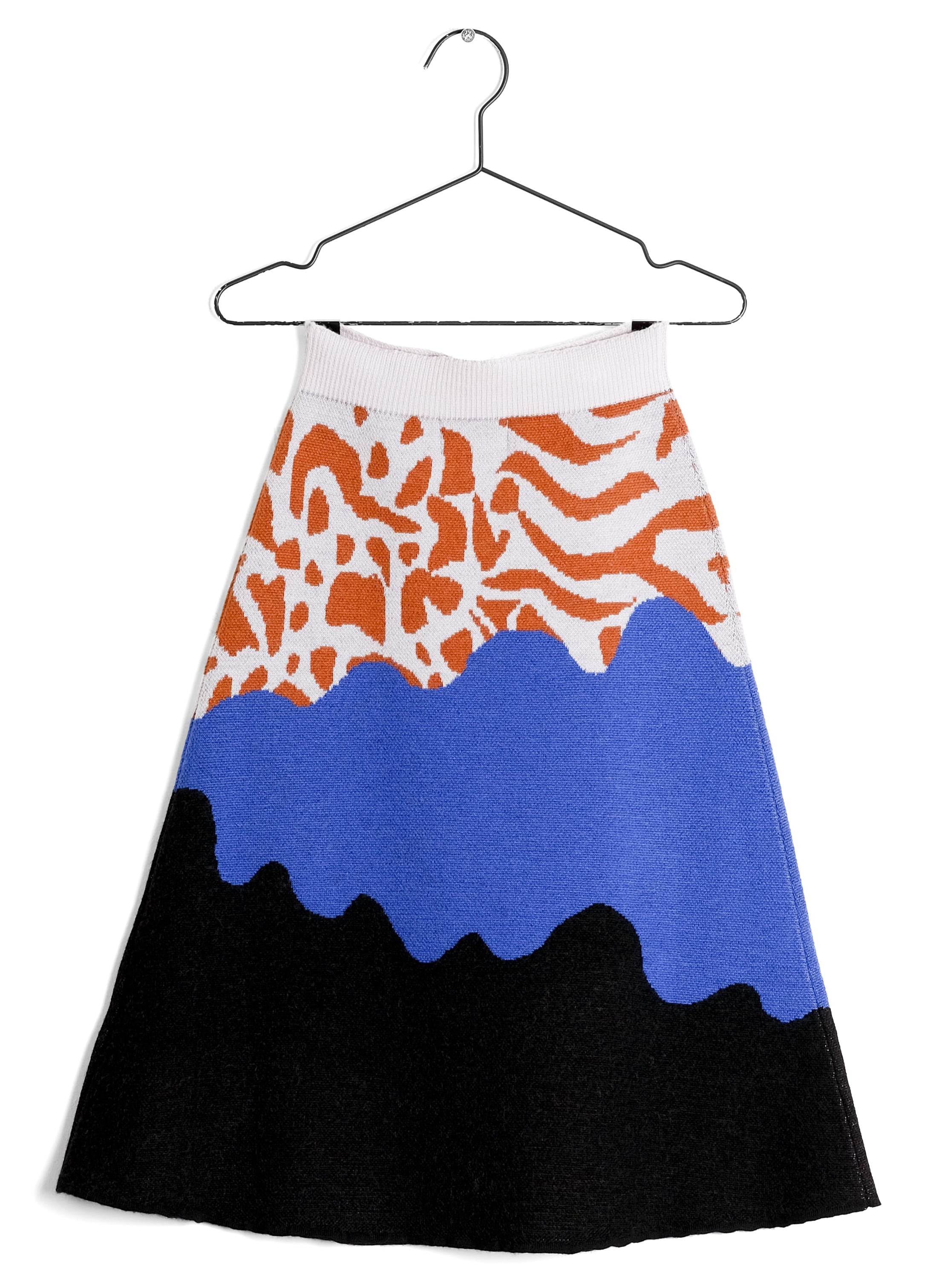 Girls Blue & Black Wool Knitted Skirt