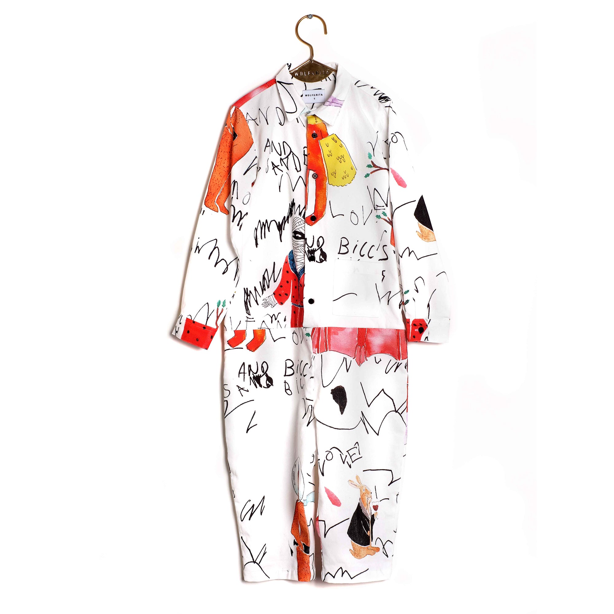 Girls White Printed Cotton Trousers
