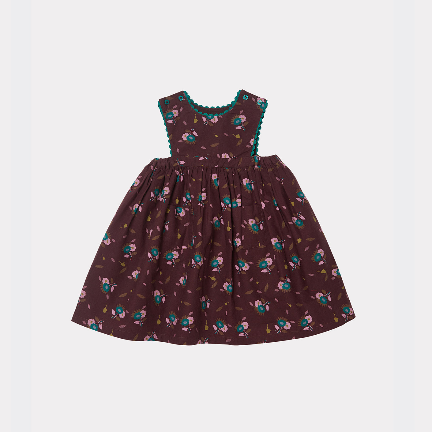 Baby Girls Brown Printed Cotton Dress