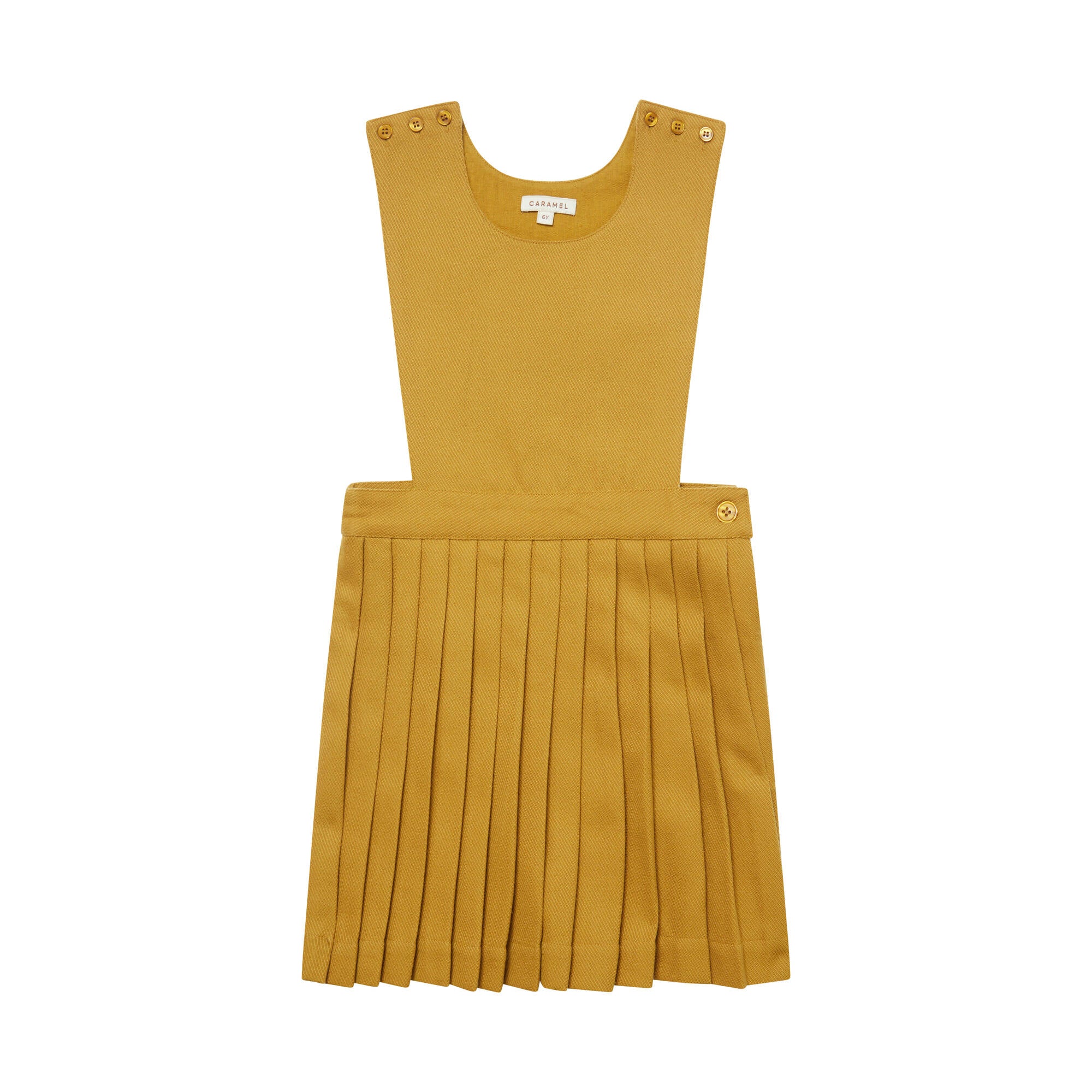 Girls Yellow Wool Pleated Dress