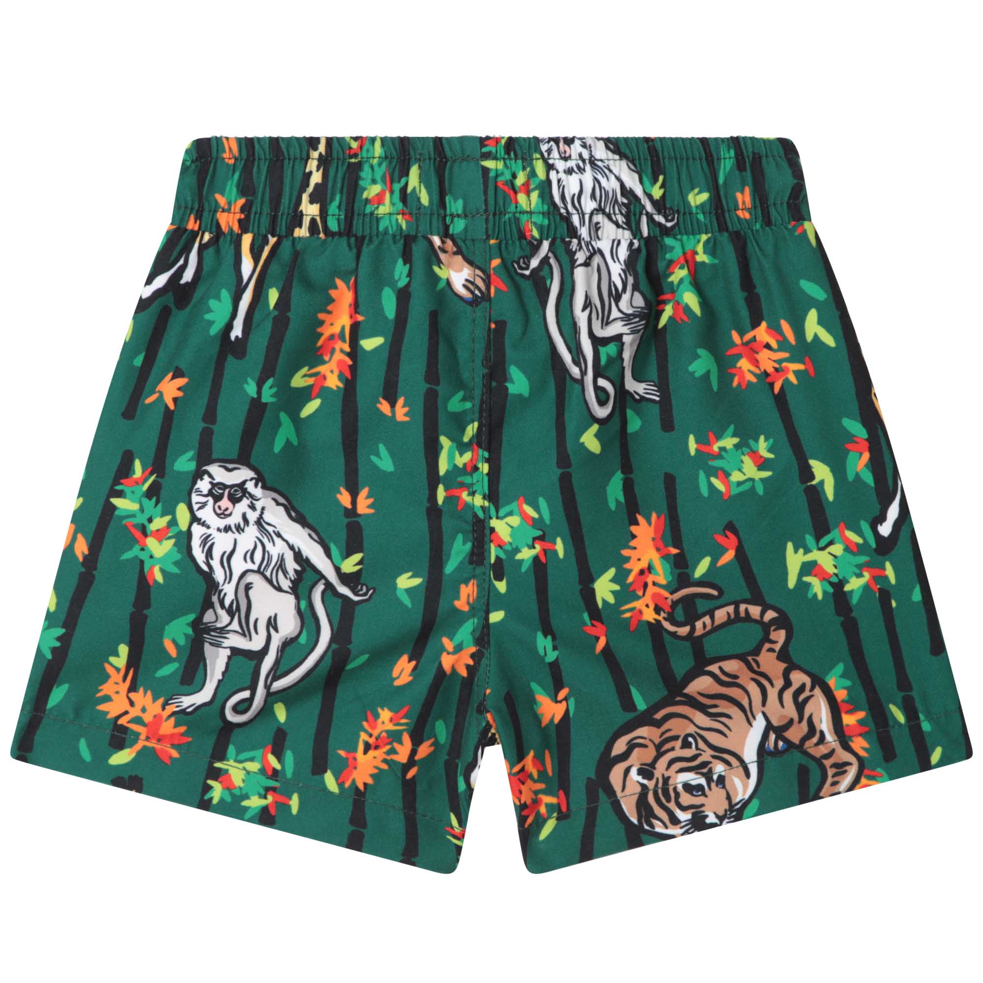Baby Boys Green Printed Swim Shorts