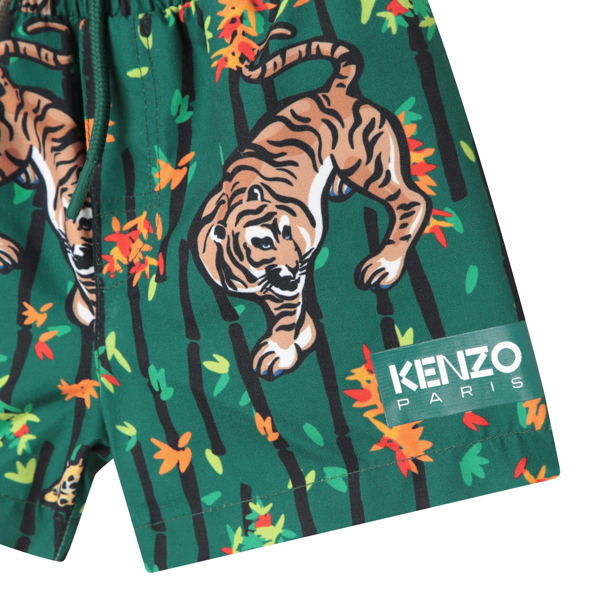 Baby Boys Green Printed Swim Shorts