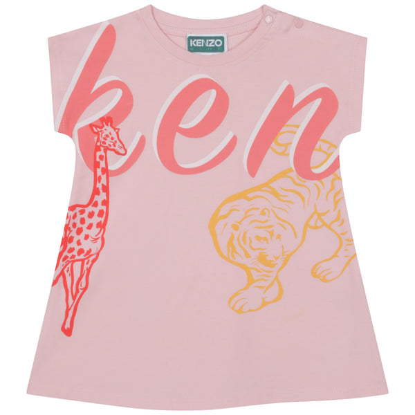Baby Girls Pink Printed Cotton Dress