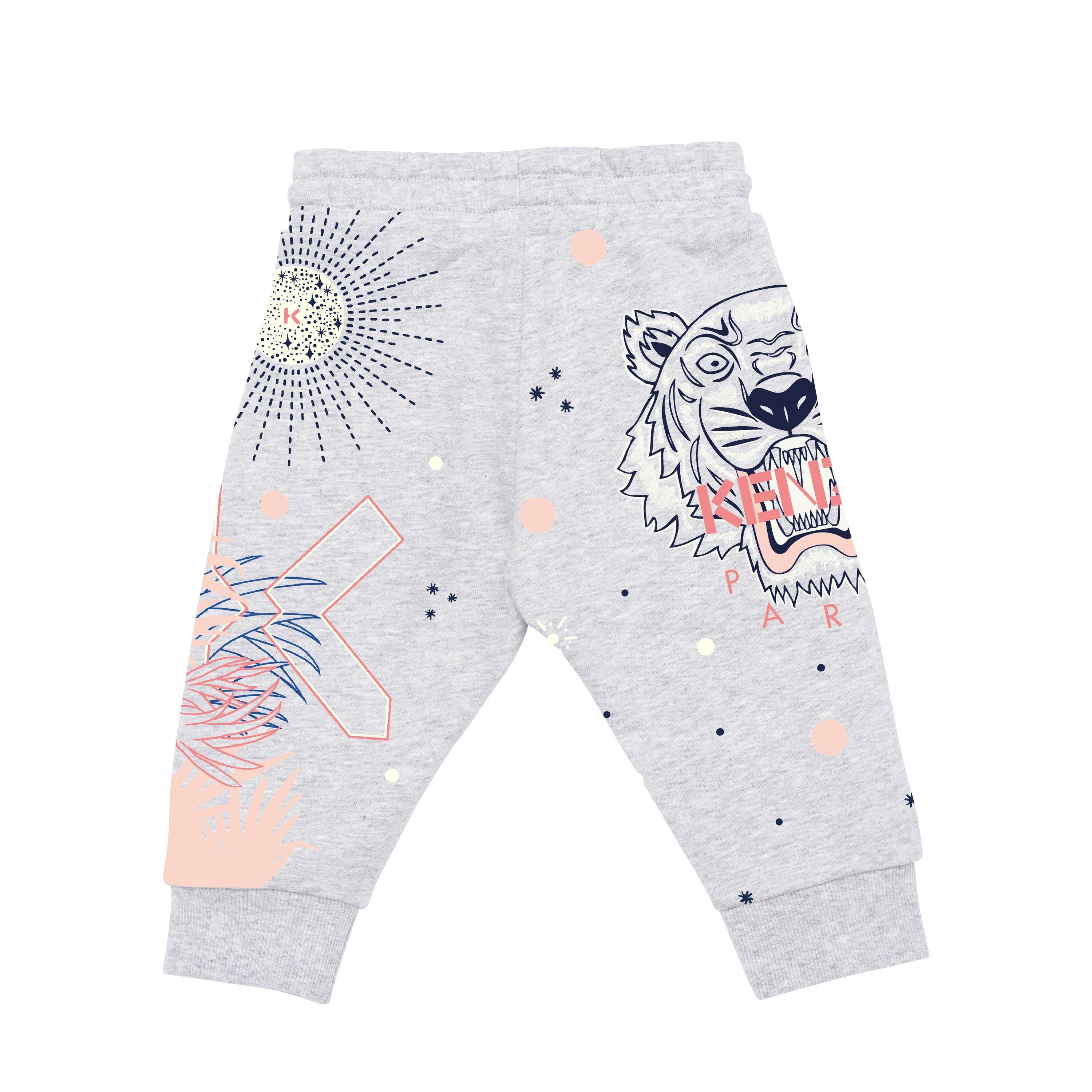 Baby Girls Grey Printing Cotton Trousers