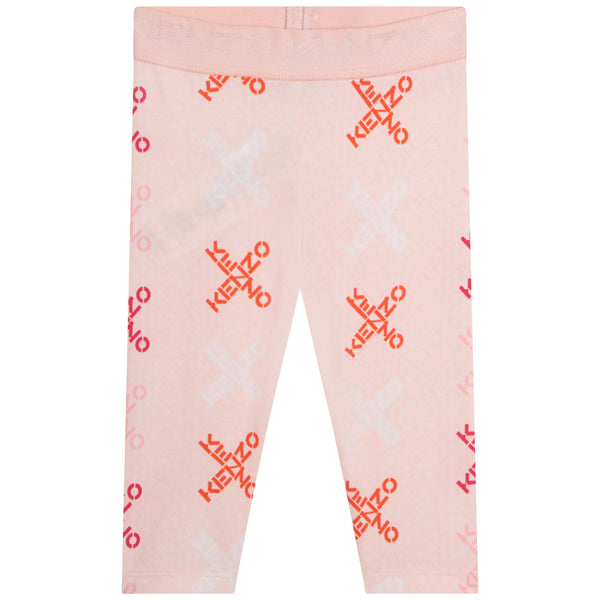 Baby Girls Pink Logo Cotton Leggings