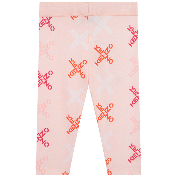 Baby Girls Pink Logo Cotton Leggings