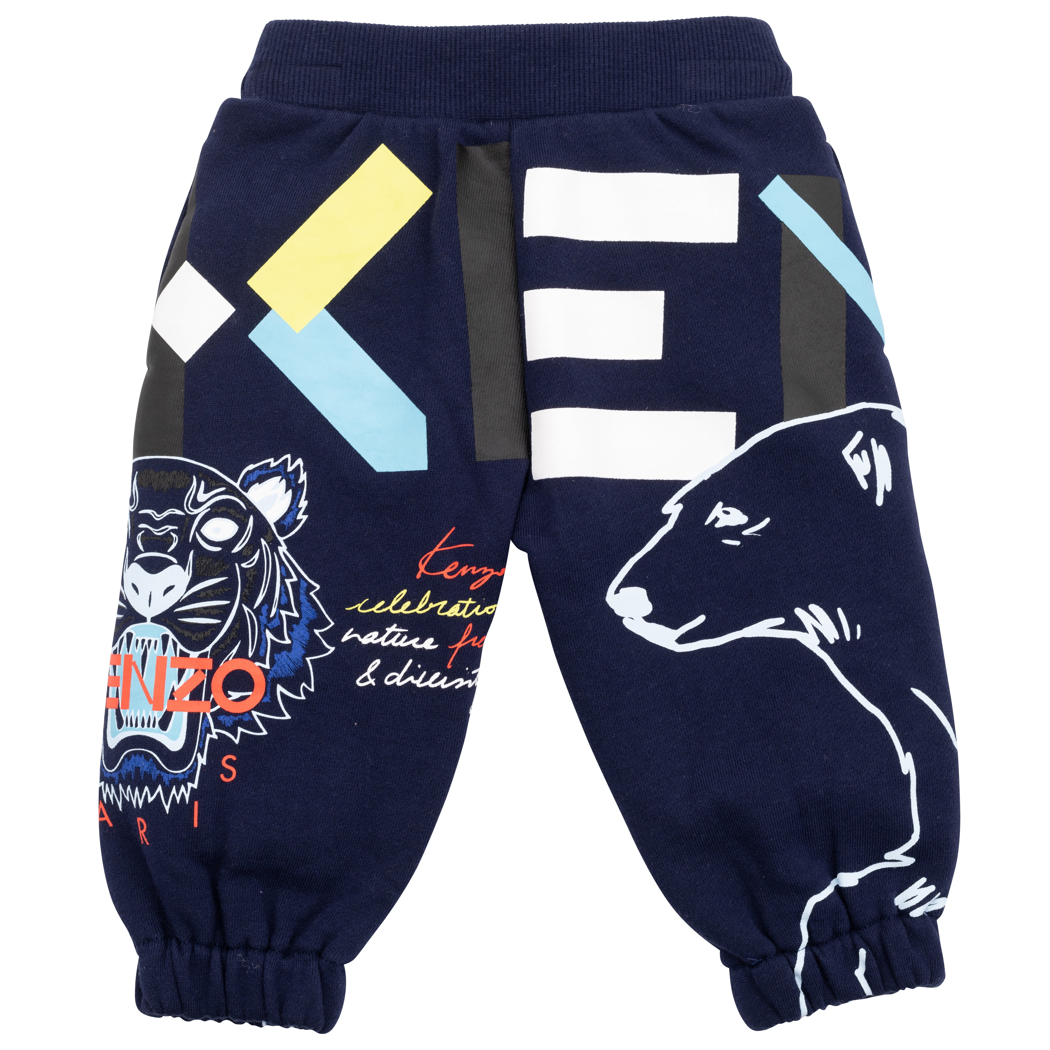 Boys Navy Printed Cotton Trousers