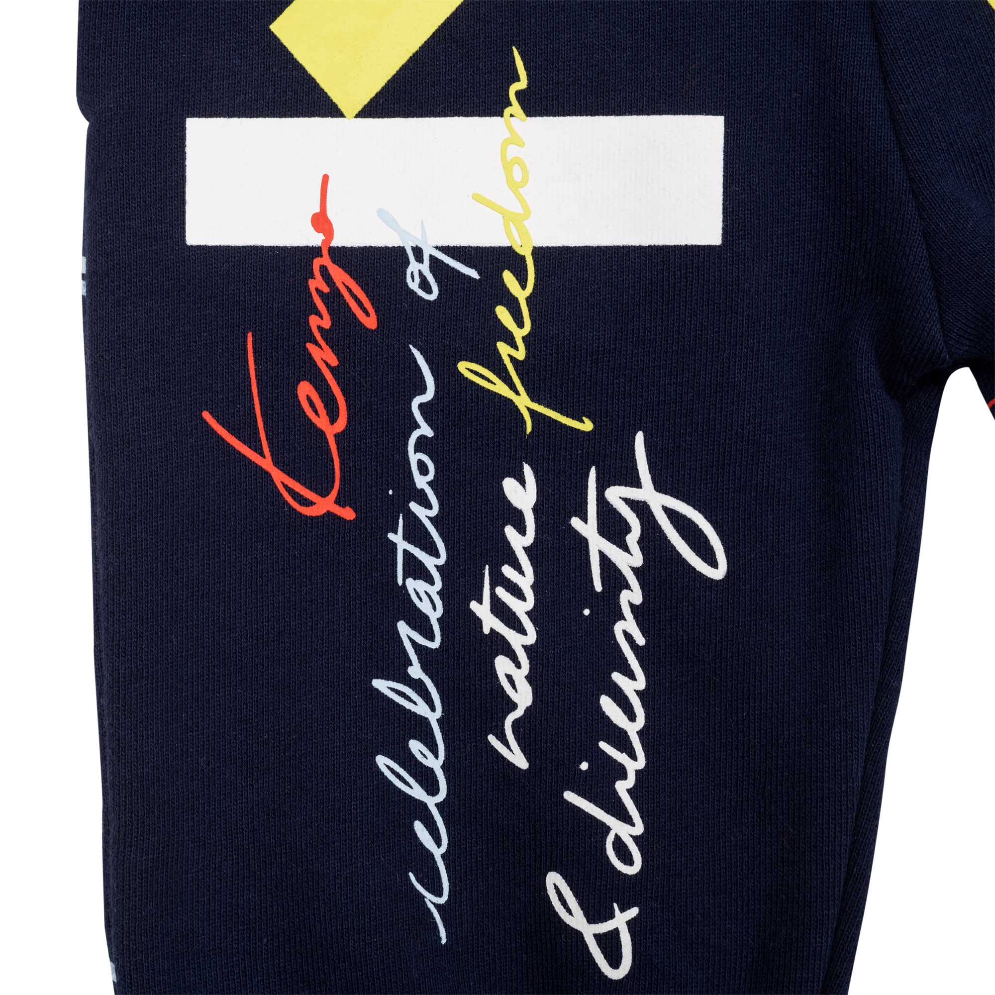 Boys Navy Printed Cotton Trousers