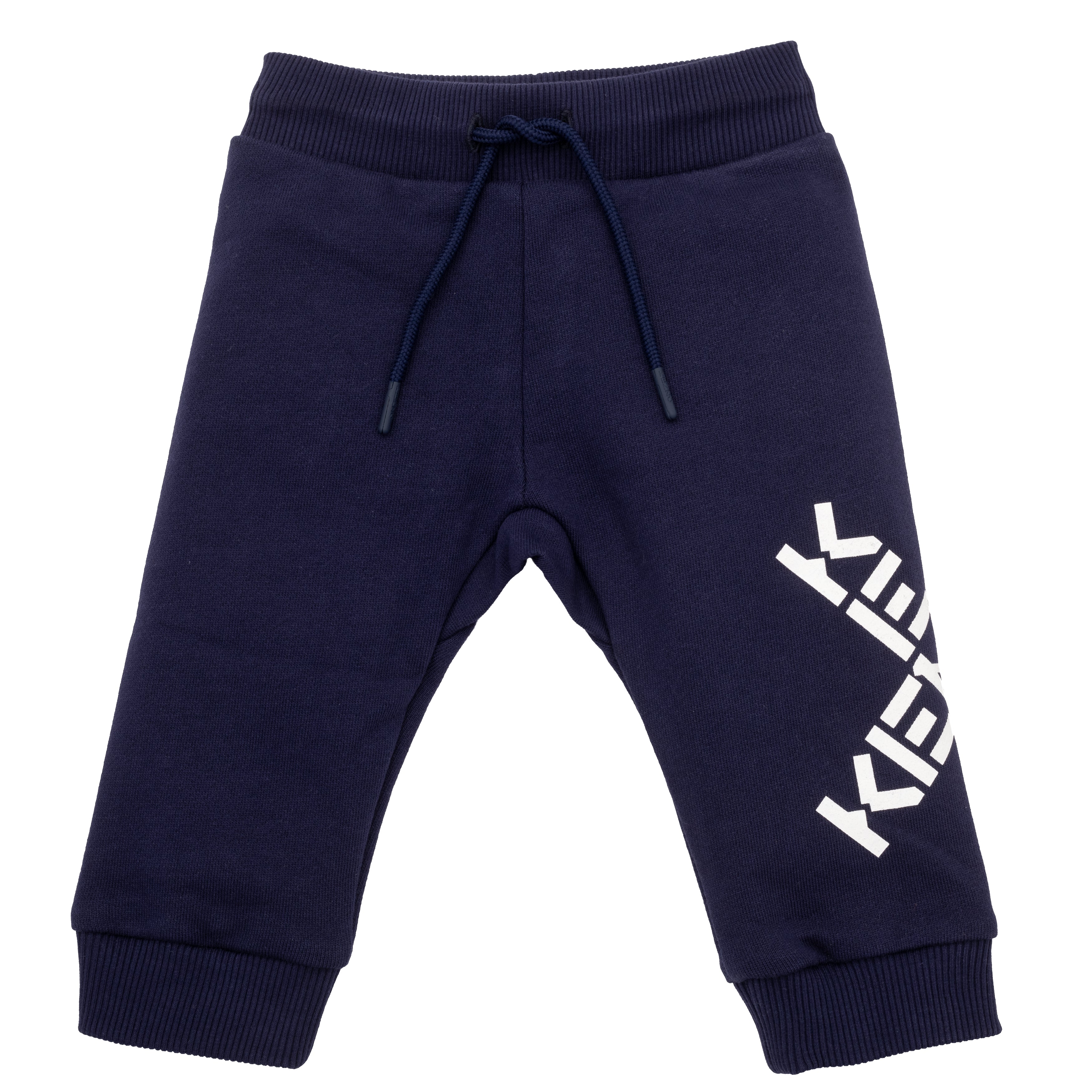Baby Boys Navy Logo Cotton Trousers