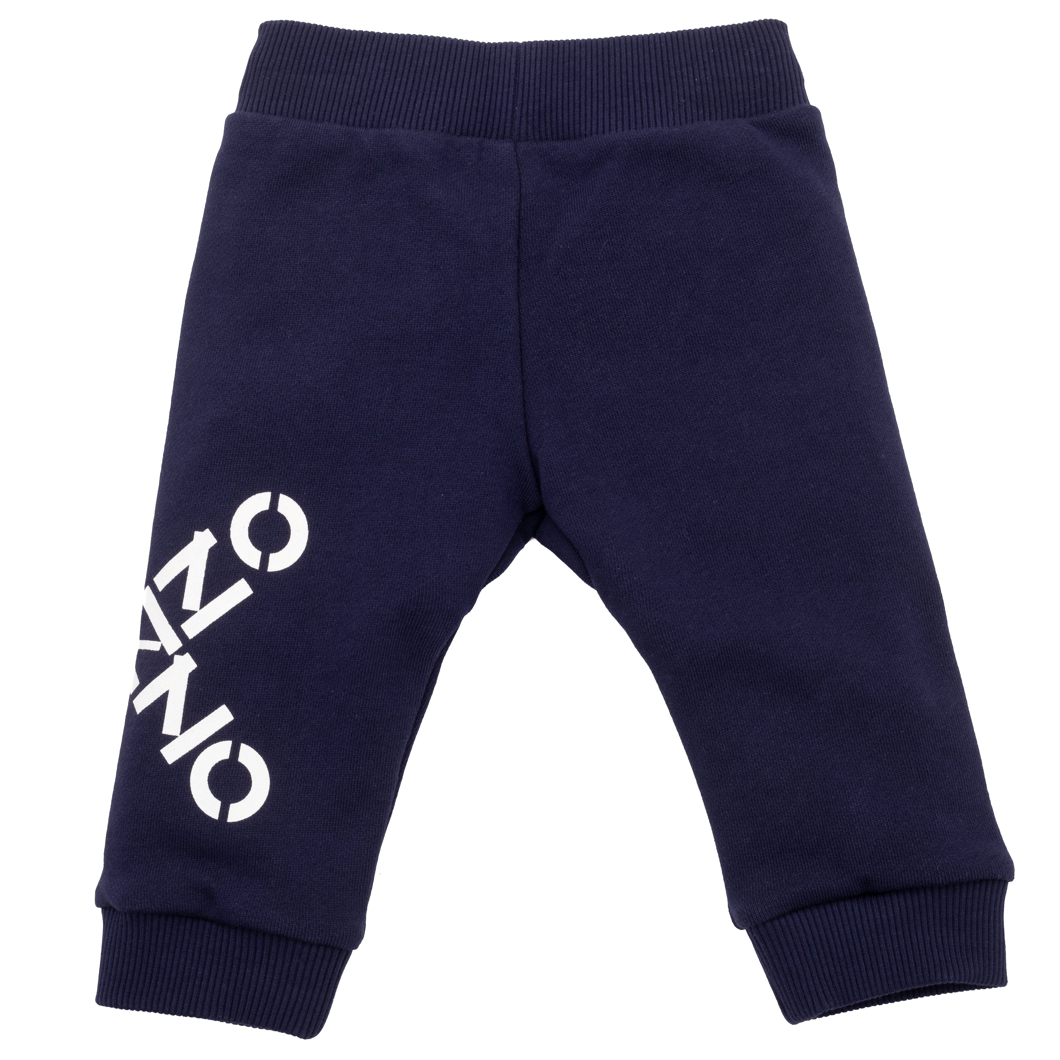 Baby Boys Navy Logo Cotton Trousers