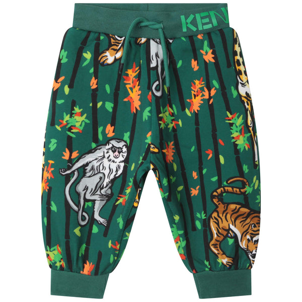 Baby Boys Green Printed Trousers