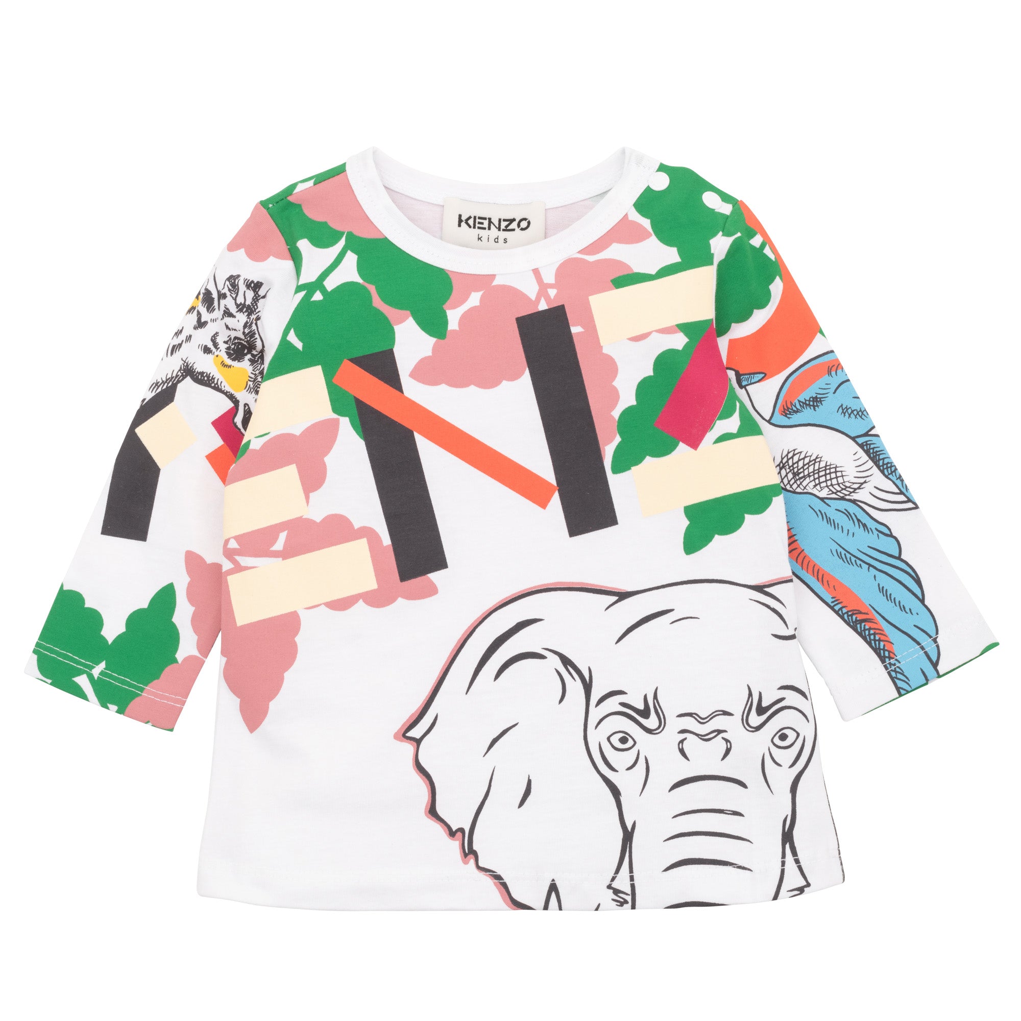 Baby Girls White Printed Cotton T-Shirt