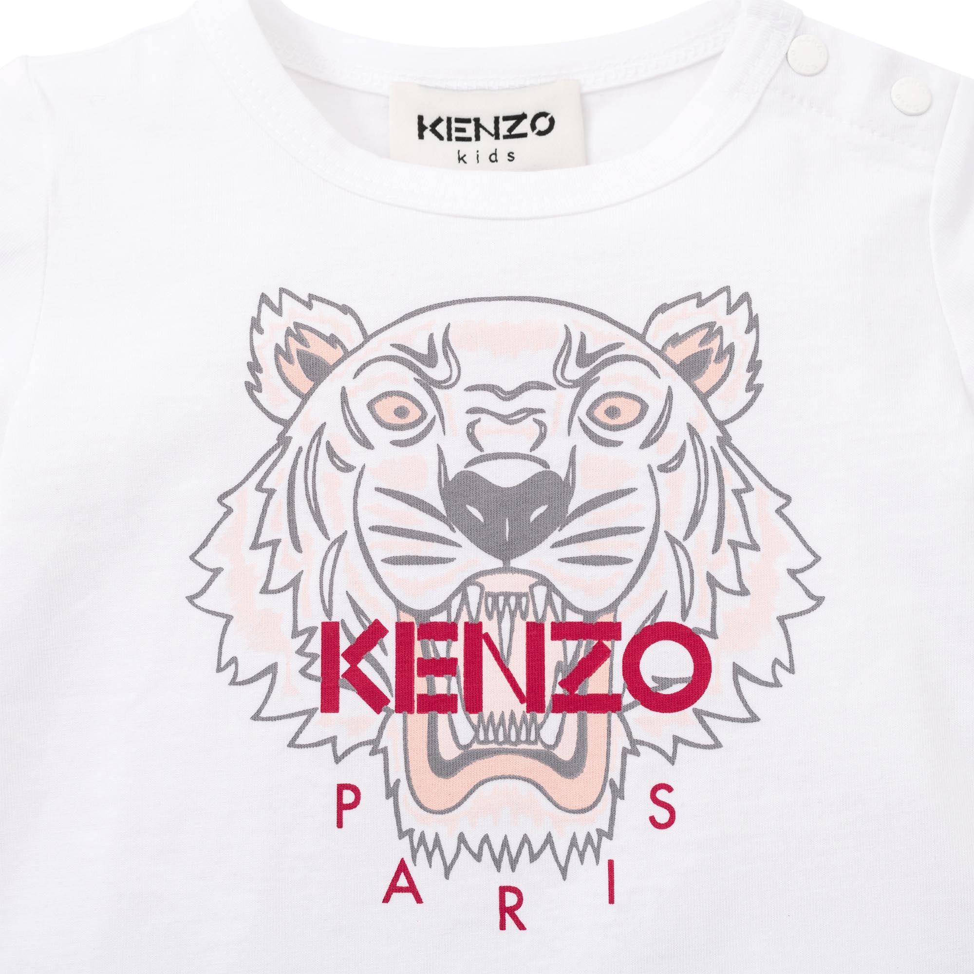 Baby Girls White Tiger Cotton T-Shirt