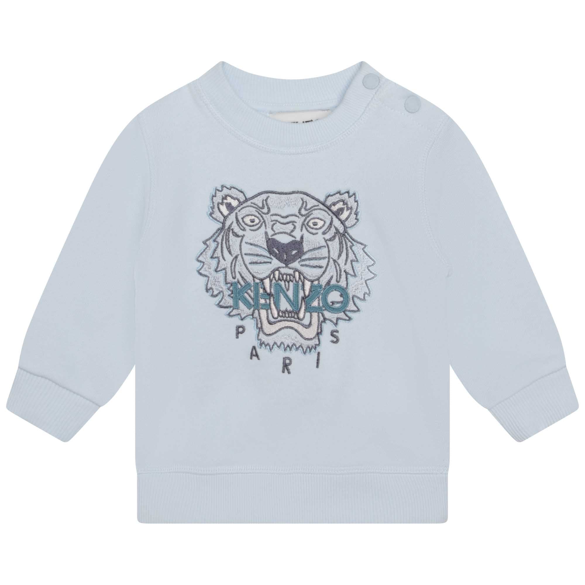 Baby Boys Light Blue Tiger Cotton Sweatshirt