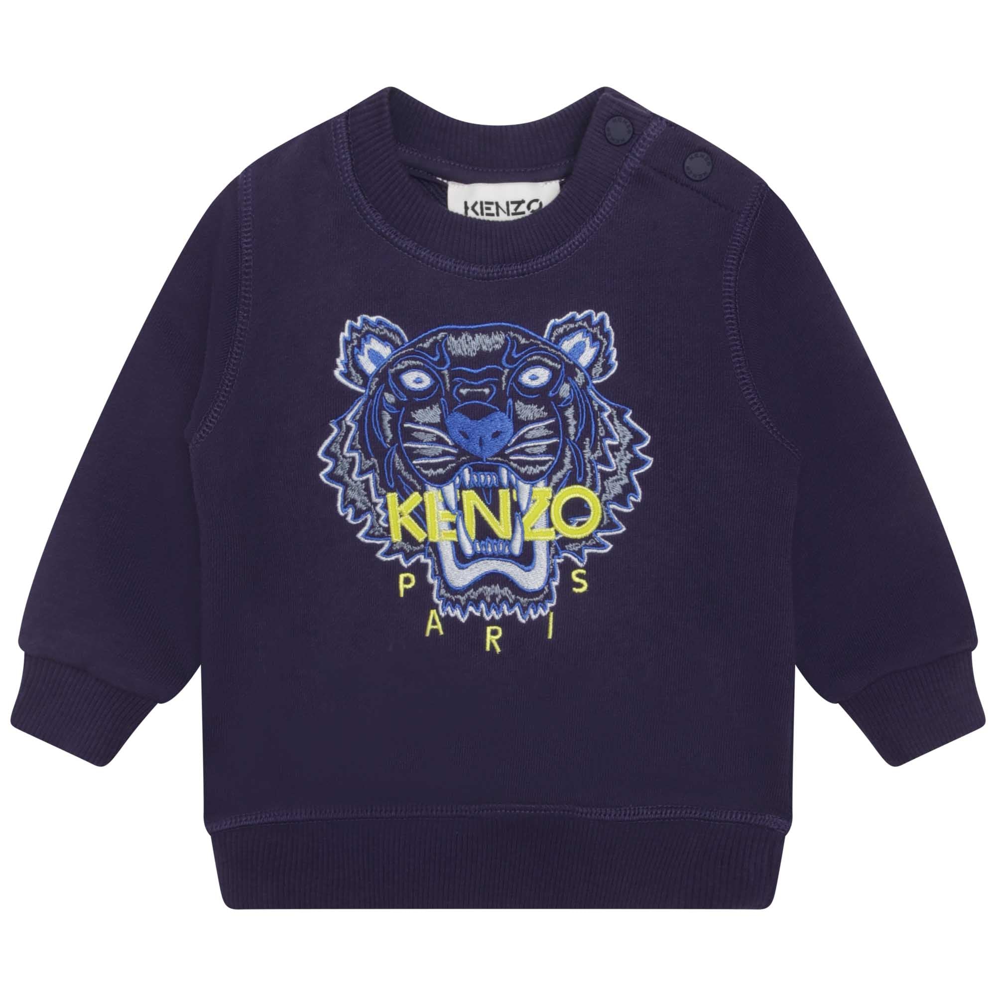 Baby Boys Navy Tiger Cotton Sweatshirt