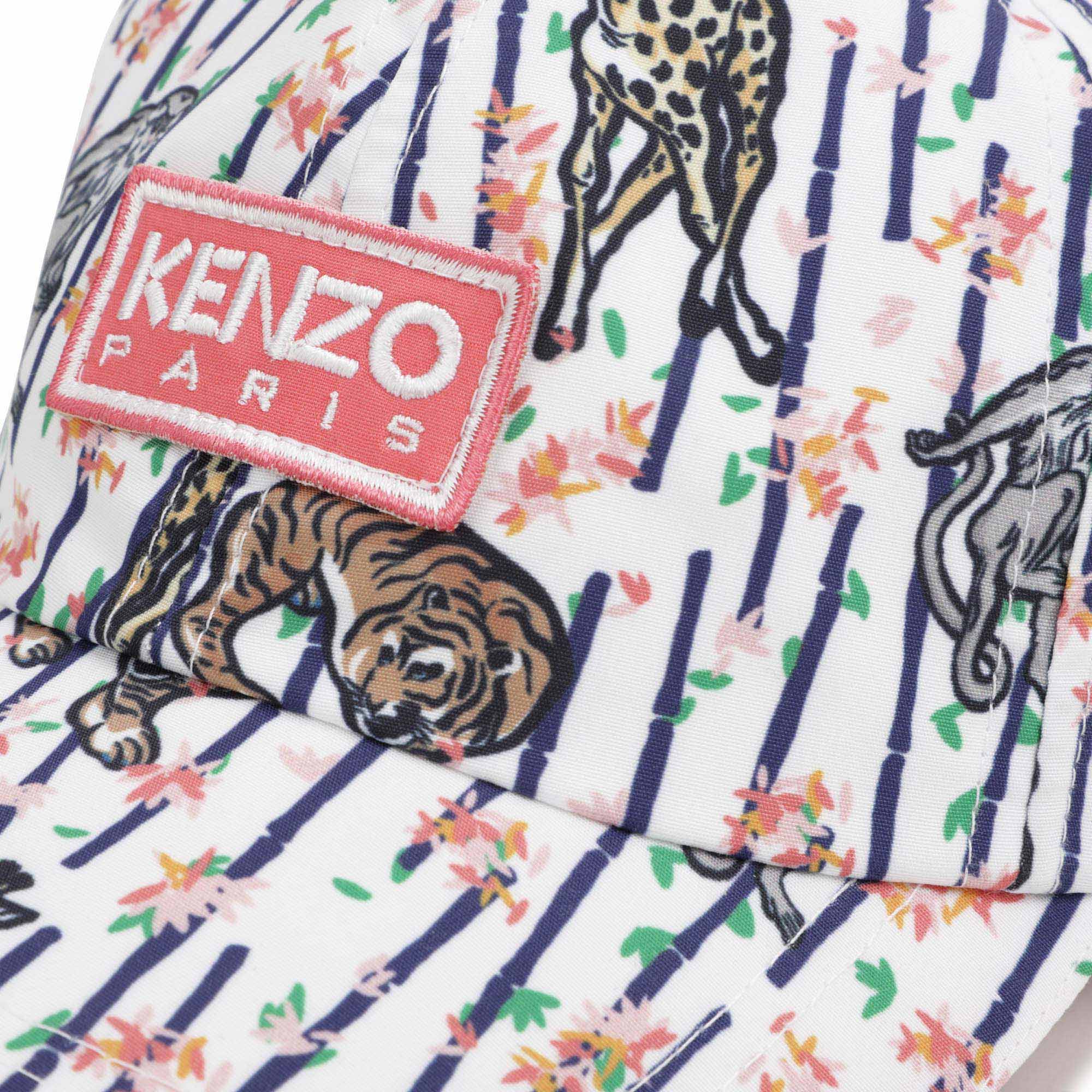 Girls White Printed Cap