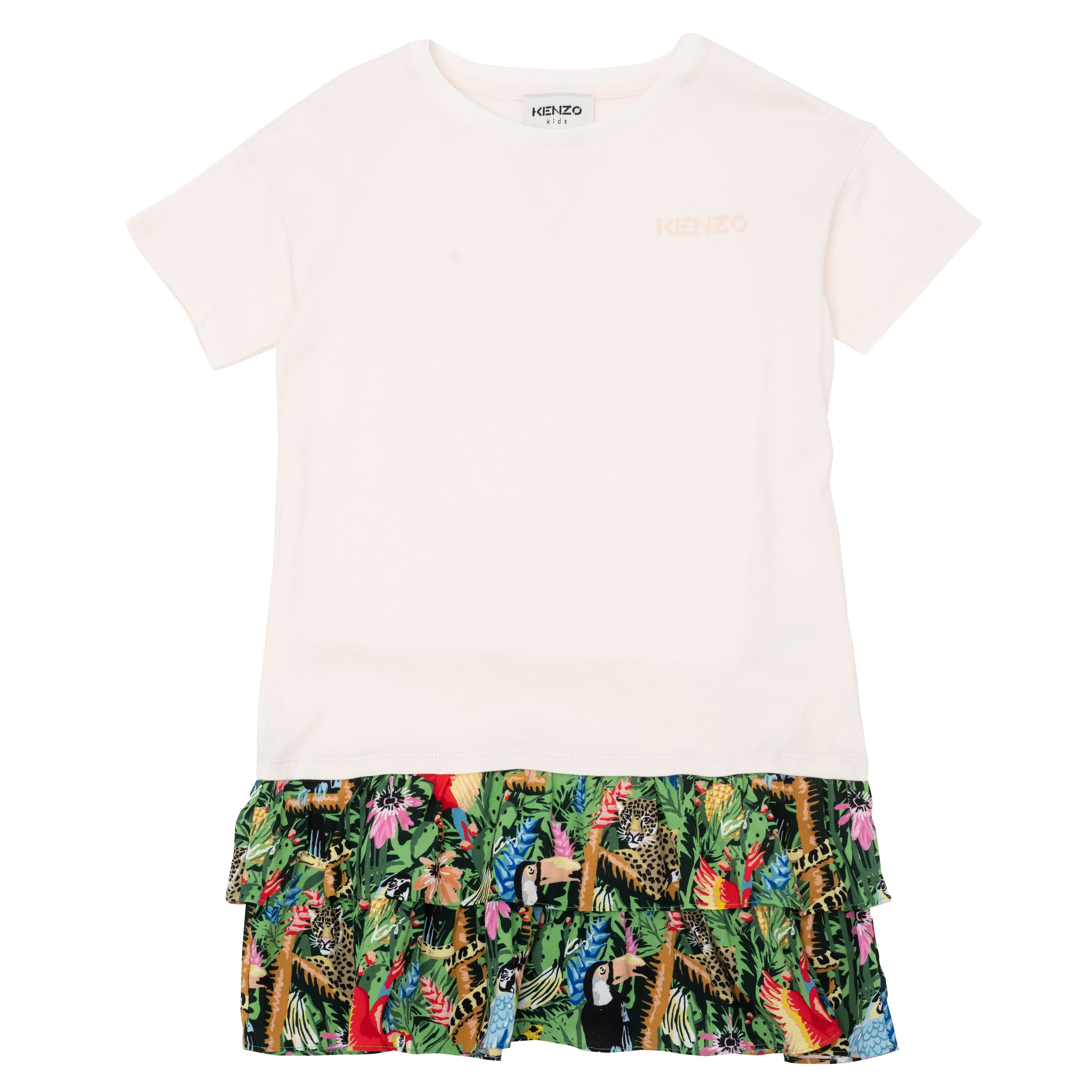 Girls White Logo Cotton Dress