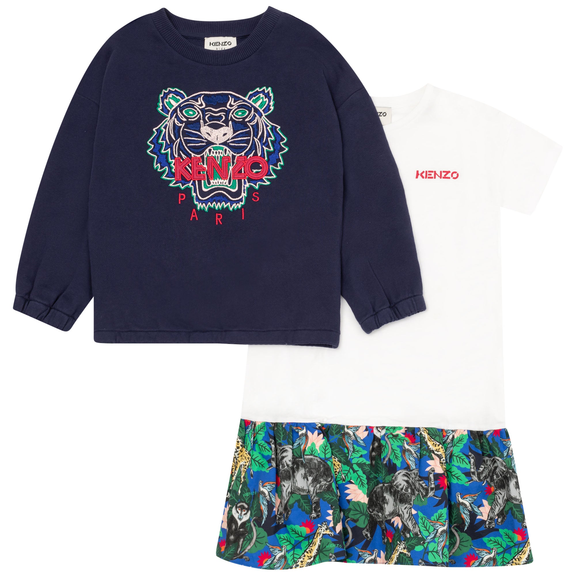 Girls Navy Tiger Dress Set