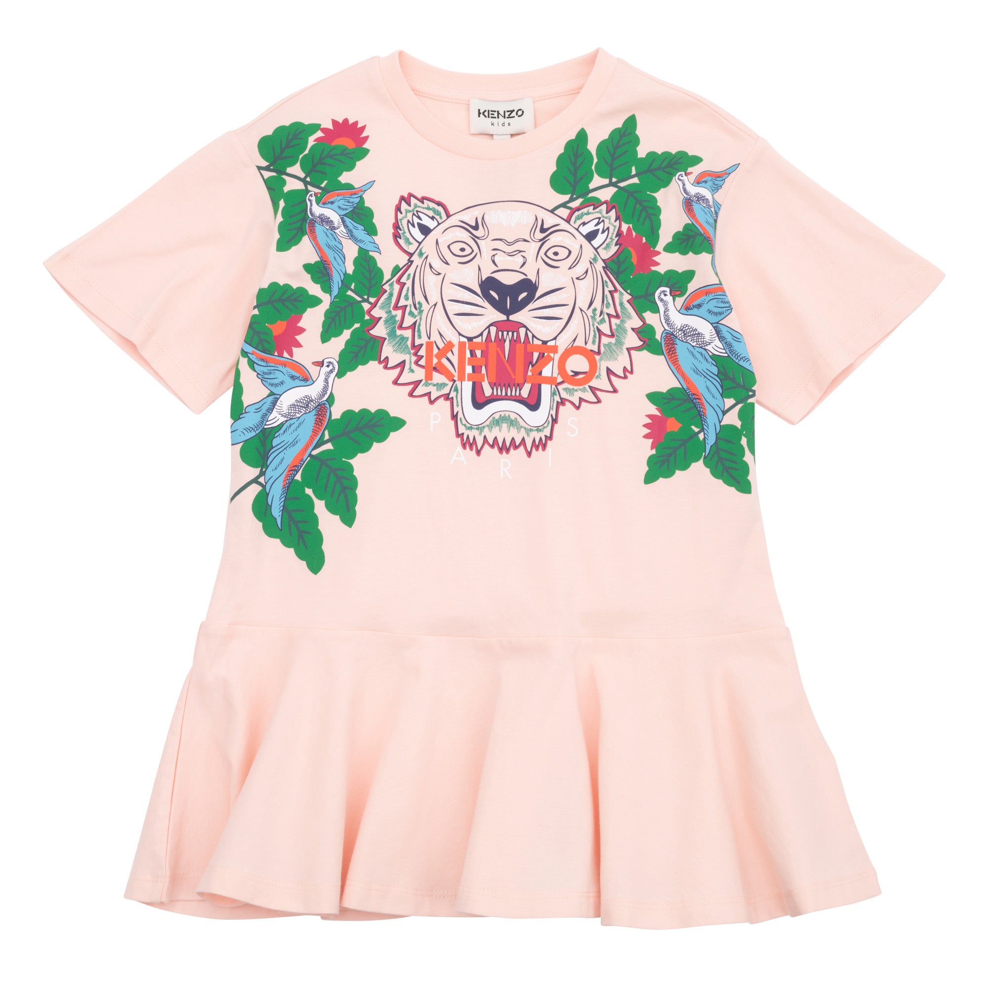 Girls Pink Printed Cotton Dress