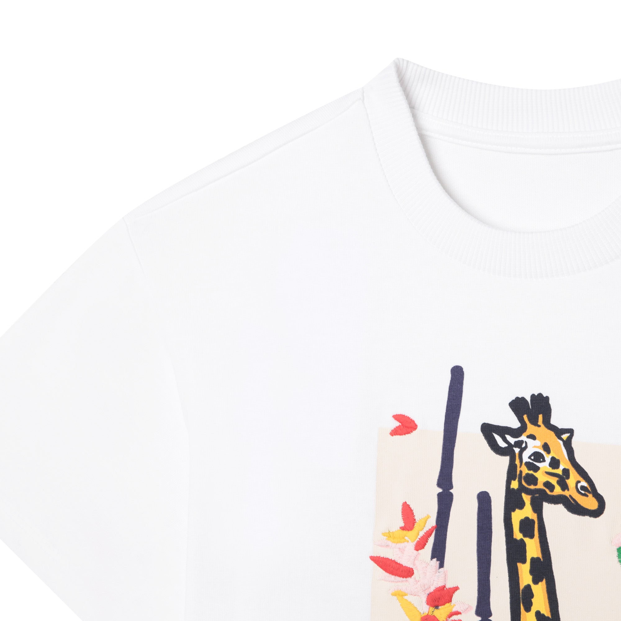 Girls White Printed Cotton Dress