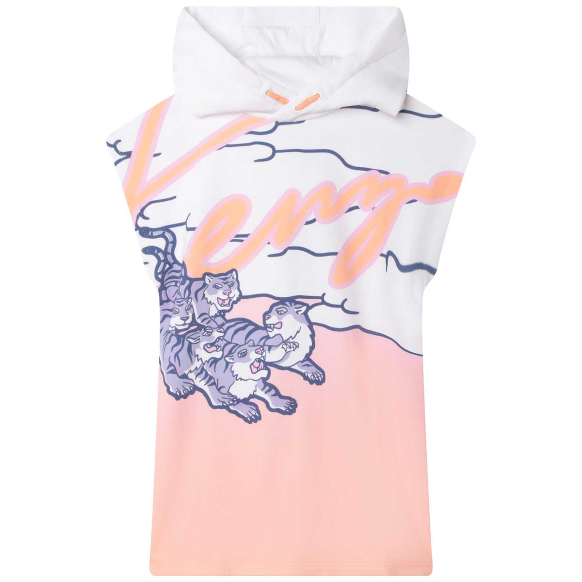 Girls White Hooded Dress