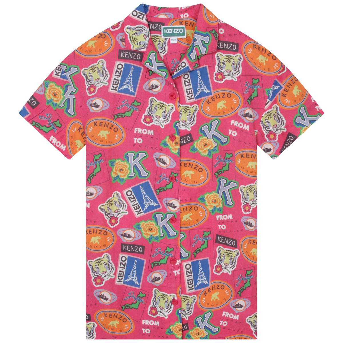Girls Pink Printed Dress