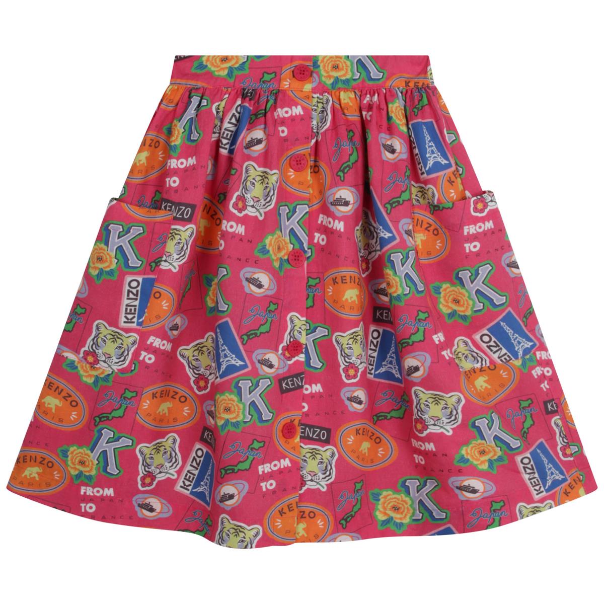 Girls Pink Printed Skirt