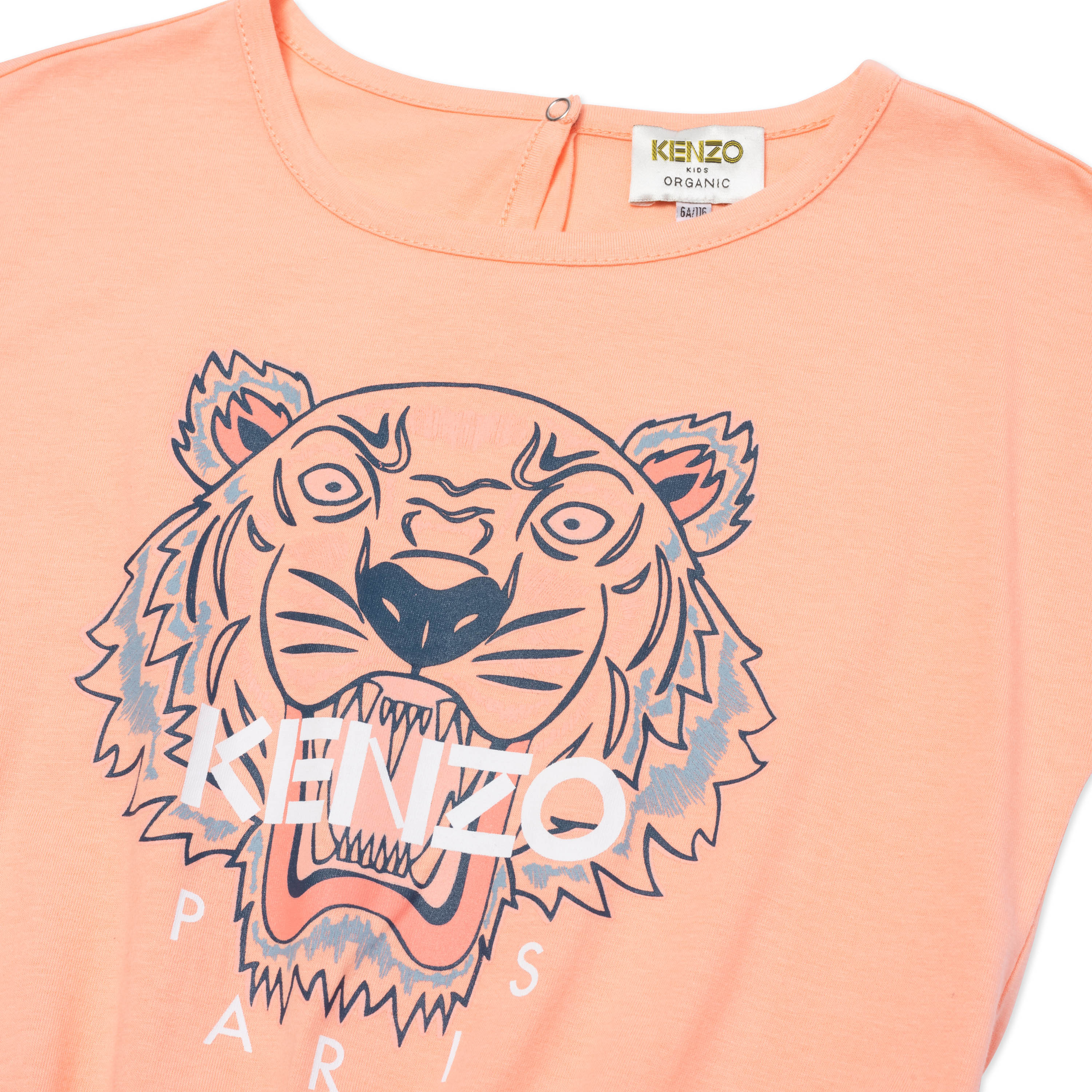 Girls Orange Tiger Cotton Jumpsuit