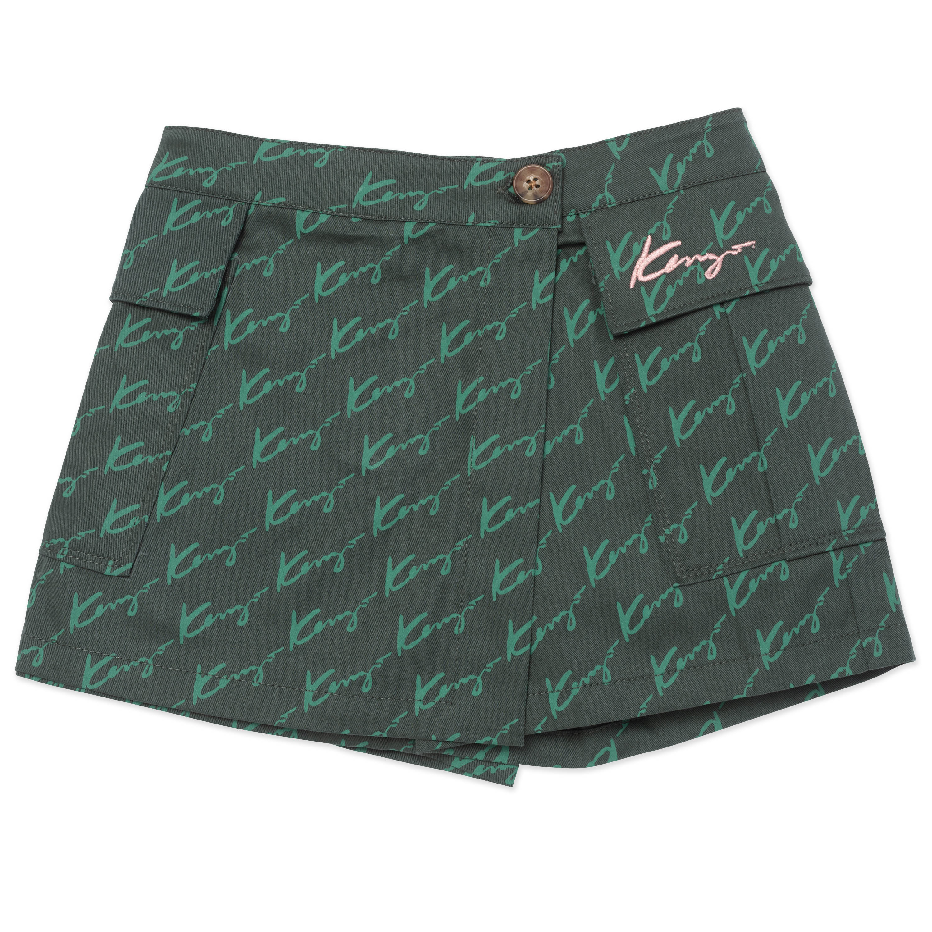 Girls Green Logo Cotton Shorts