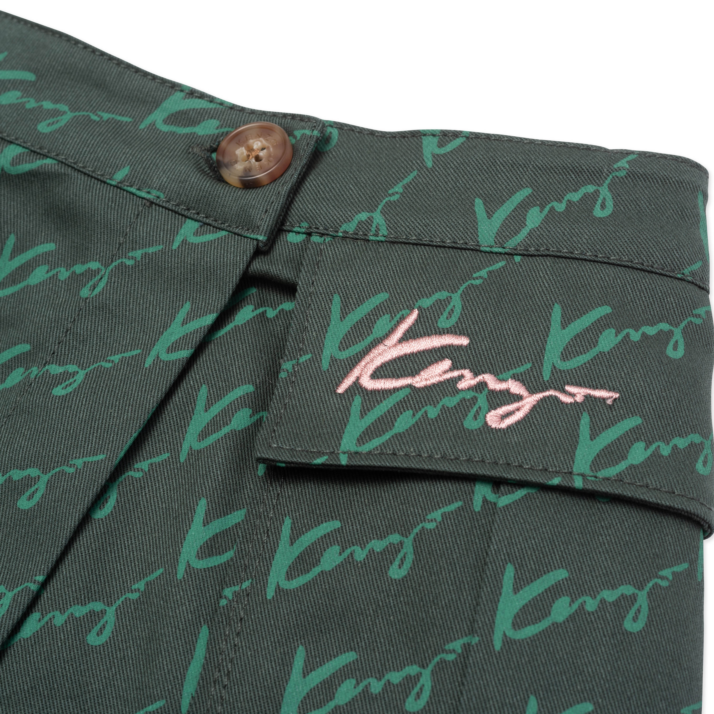 Girls Green Logo Cotton Shorts